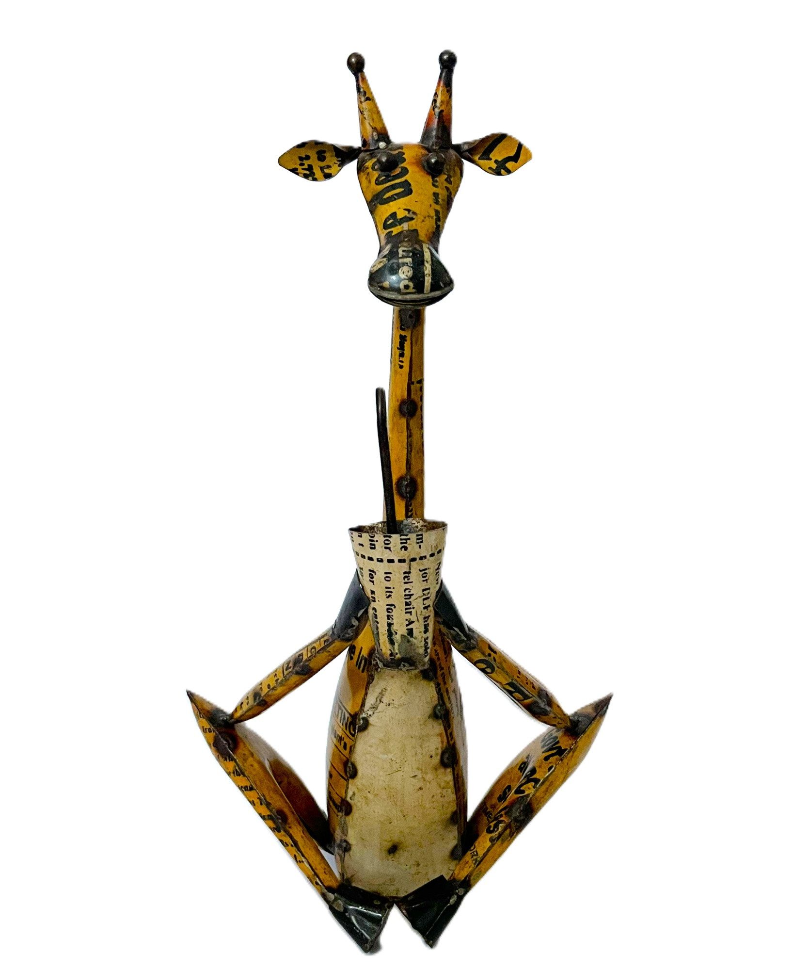 VARIOS Dekofigur Chillige Deko Giraffe Retro Stil Metall Handarbeit 48 cm