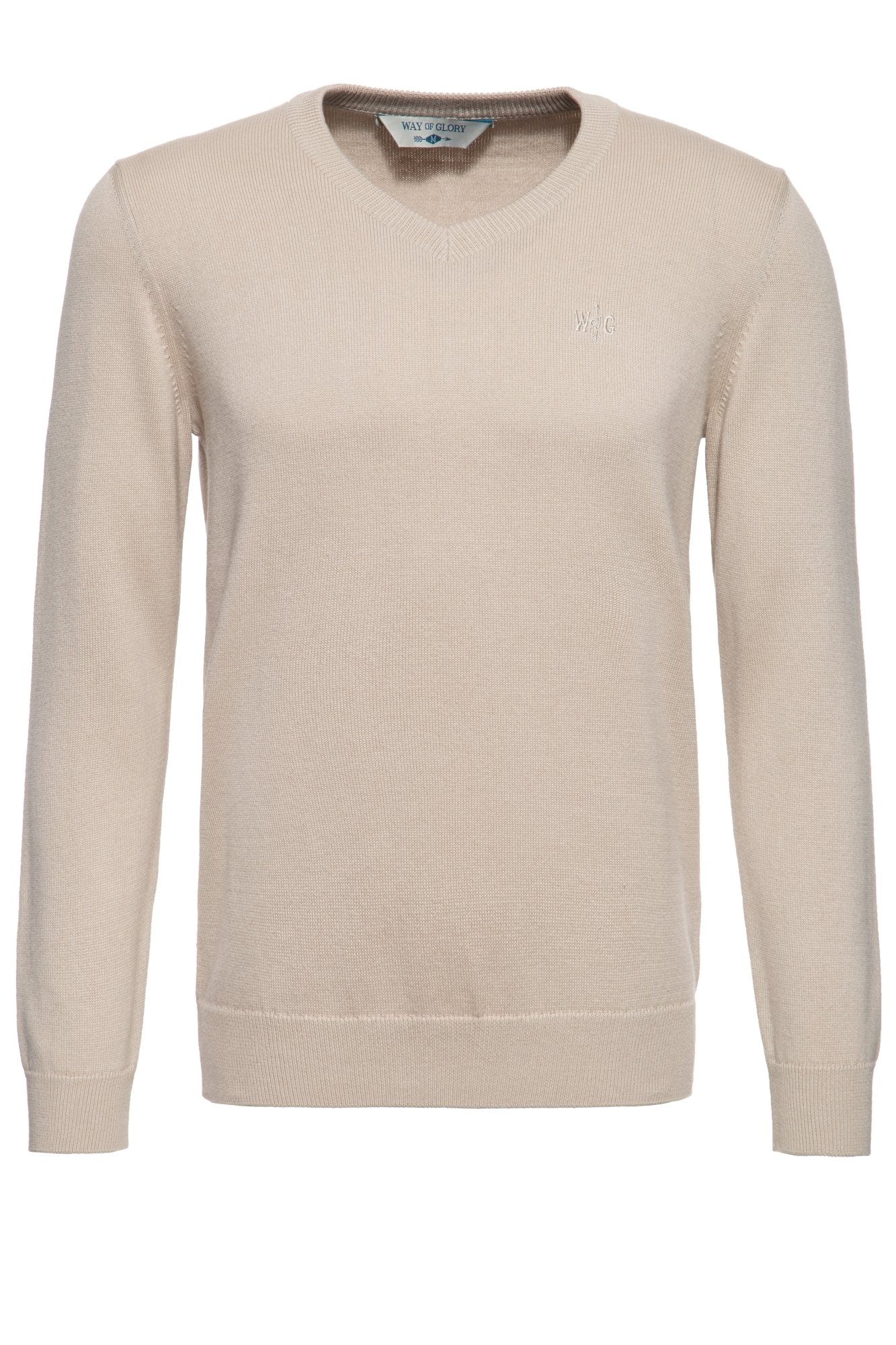 Way of Glory Strickpullover mit dezenter Logo-Stickerei auf der Brust