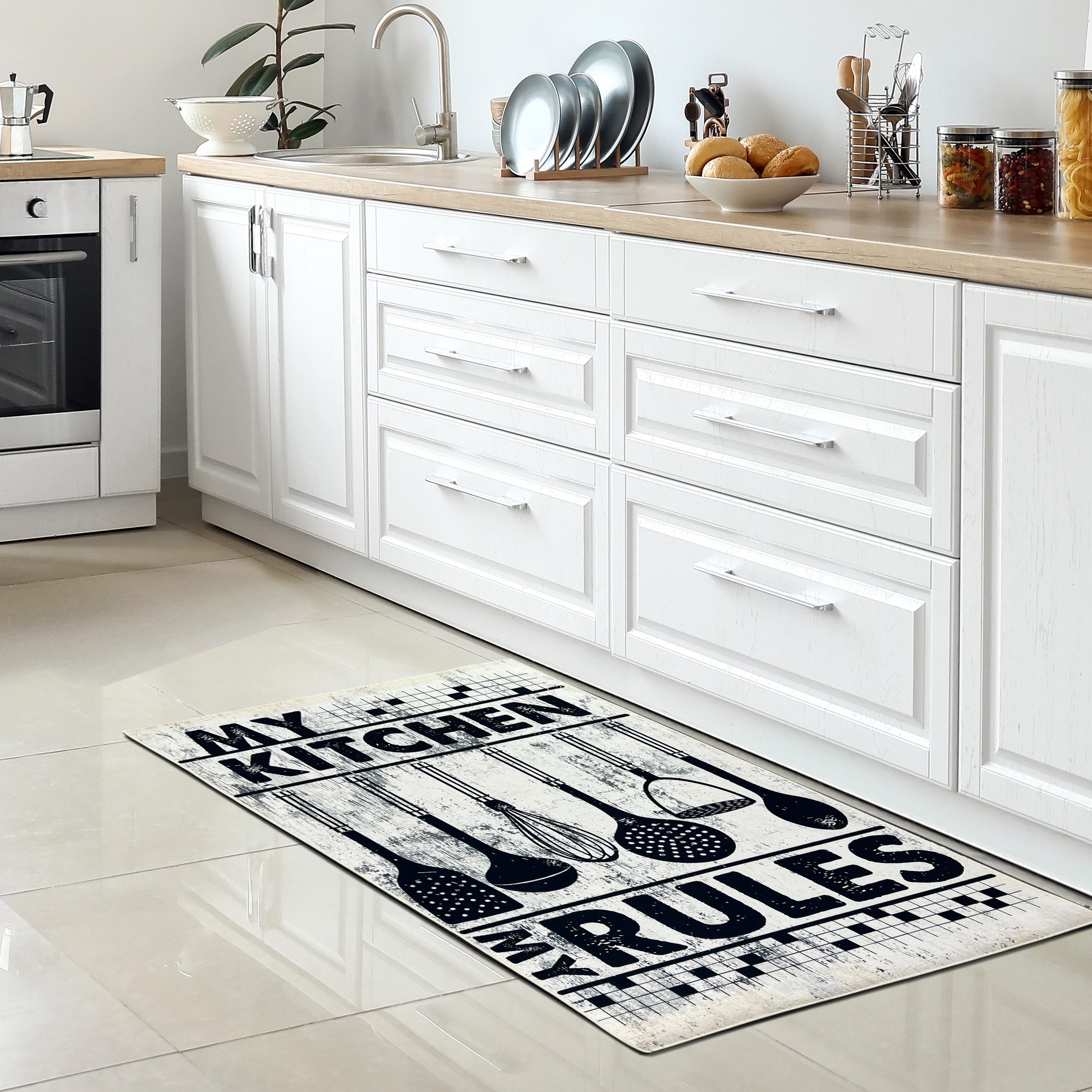 Carpetia Küchenläufer Küchenteppich Modern, rechteckig, Höhe: 5 mm, rutschhemmender Rücken, pflegeleicht, robust