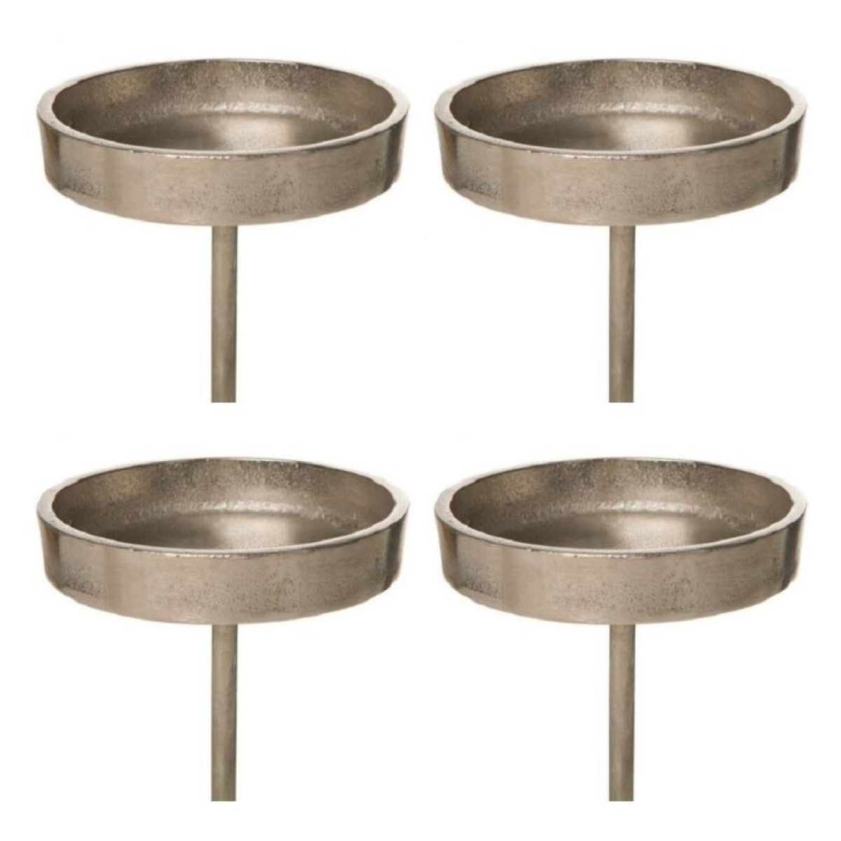 Dragimex Adventsleuchter Kerzenpick 4er Set, Aluminium Kerzenhalter Kerzenteller 8,5cm Silber