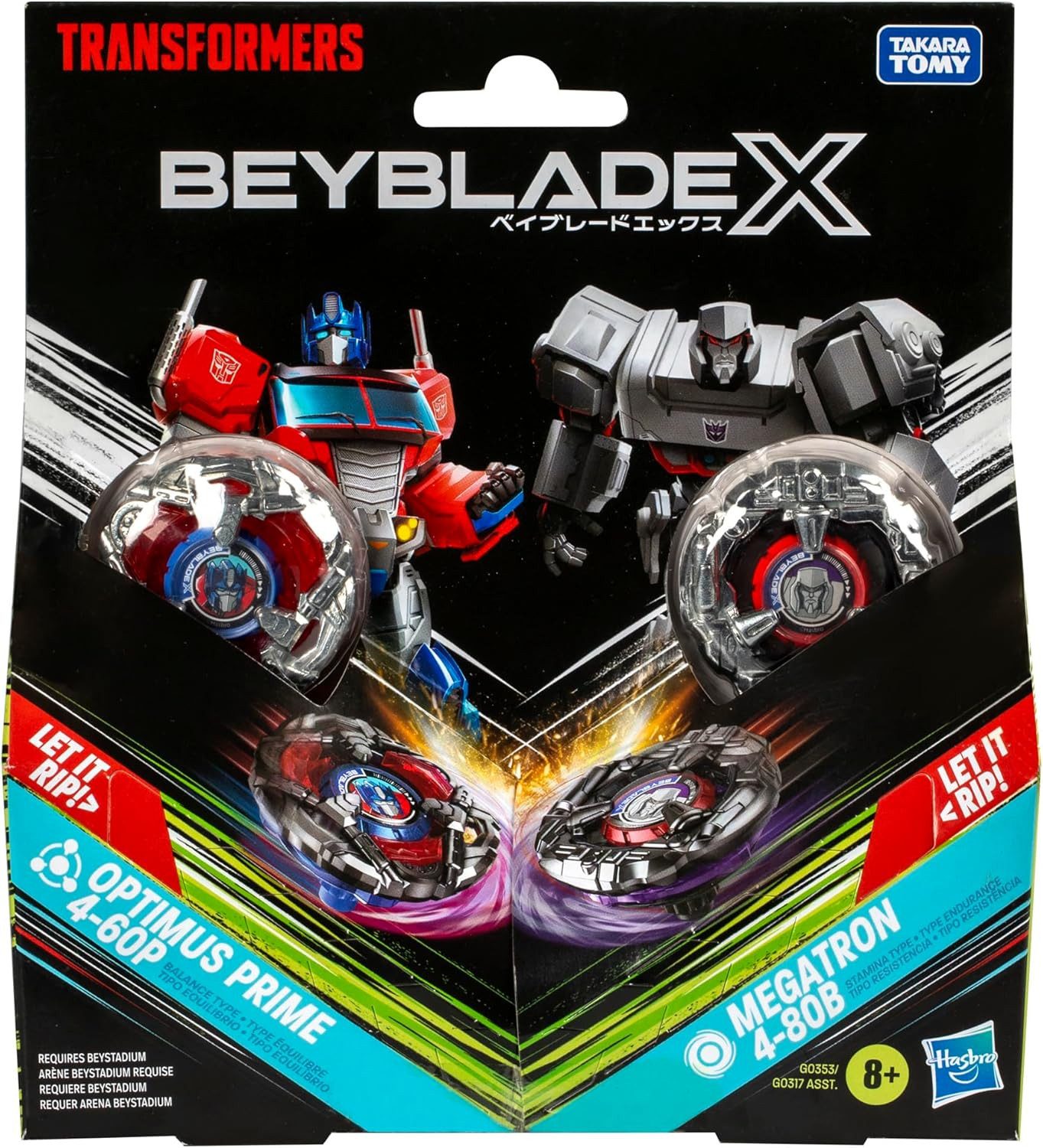 Hasbro Kreisel Beyblade X Transformers Optimus Prime vs. Megatron, Kreisel-Set aus Transformers