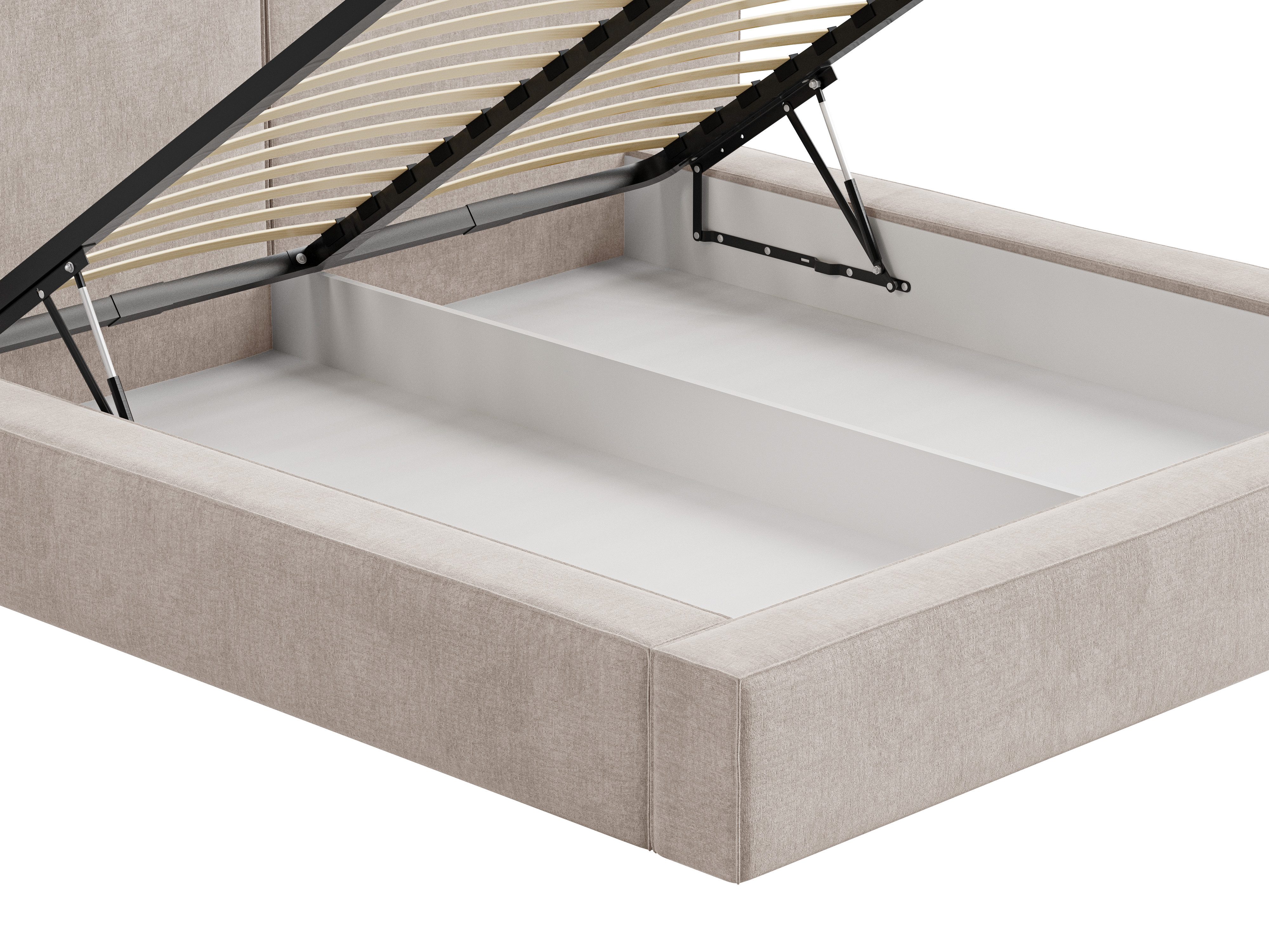 MOEBLO Polsterbett aus Strukturstoff Bett 06 (Bezug: Strukturstoff, Doppelbett mit Kopfstütze, Rahmenbettgestell, mit Bettkasten und Lattenrost), gepolstertes K – Bild 5 von 5