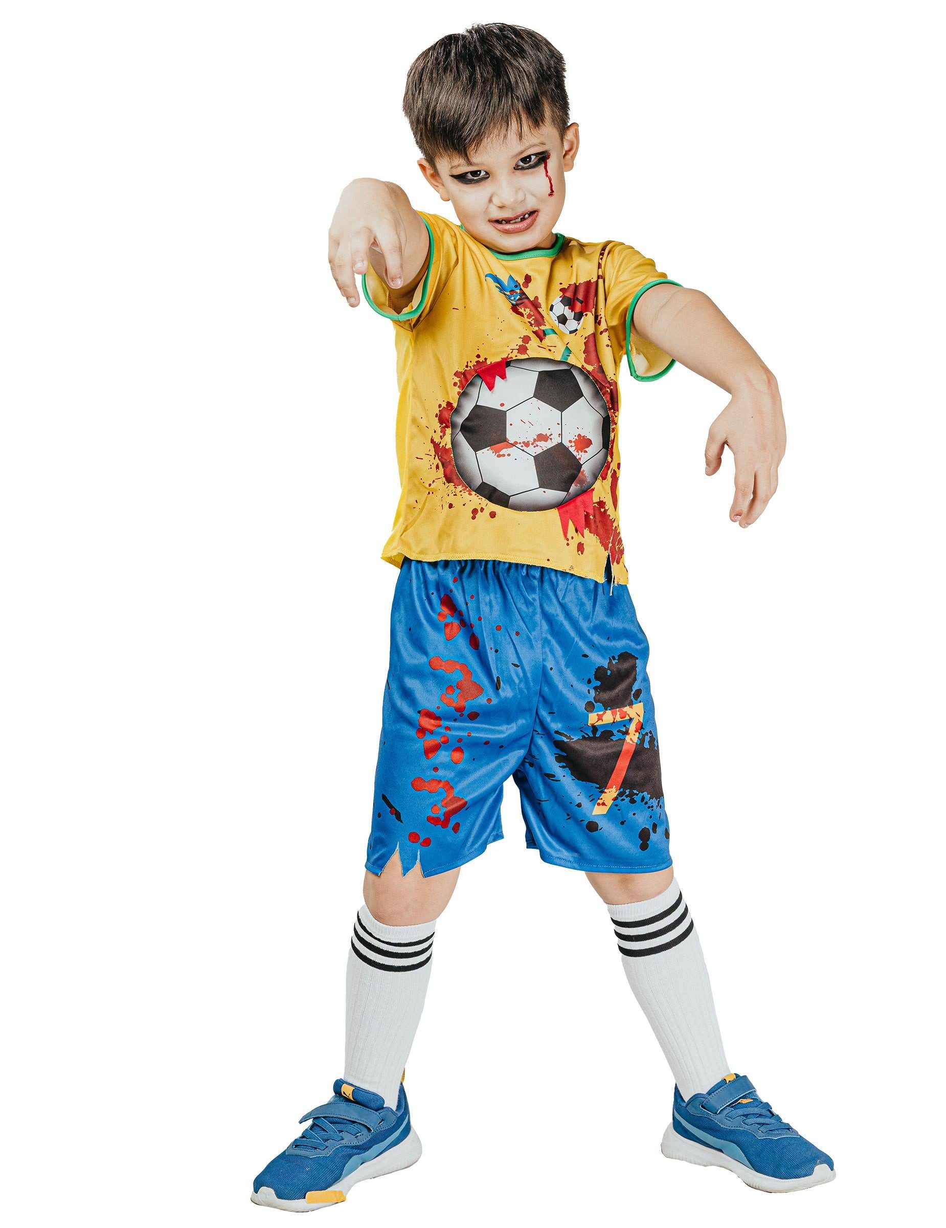 JADEO Kostüm Fußballer-Zombie-Kostüm für Kinder 2-teilig Halloween gelb-blau