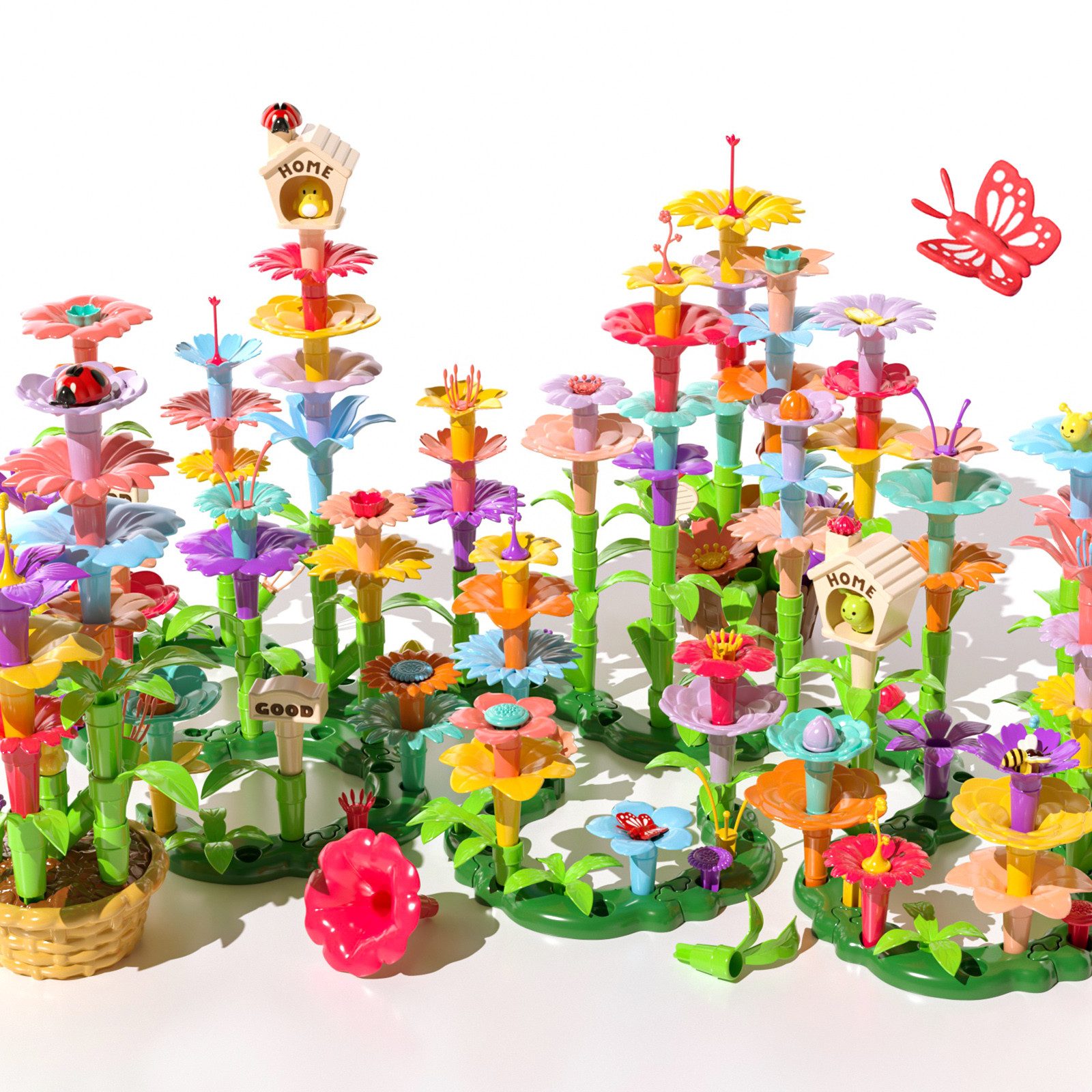 TEMI 91/138/224 PCS Blumen Garten Gebäude Spielzeug Spielbausteine, (Set, 2 günstig online kaufen