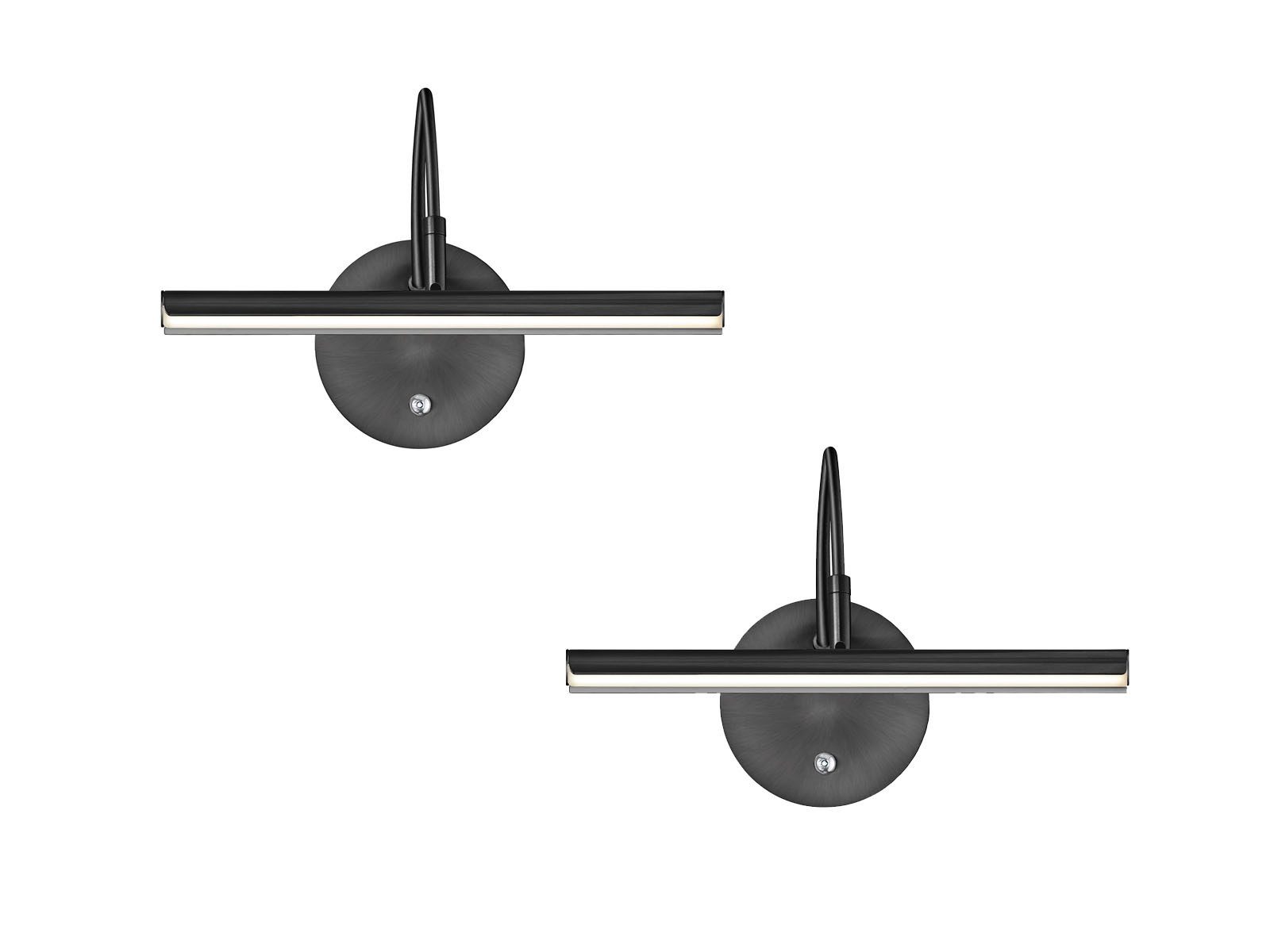 FISCHER & HONSEL LED Wandleuchte, Dimmer, LED fest integriert, Lichtfarbe Warmweiß-Neutralweiß einstellbar, 2er SET Bilderleuchten mit Schalter, Bildbeleuchtung innen, 43cm lang