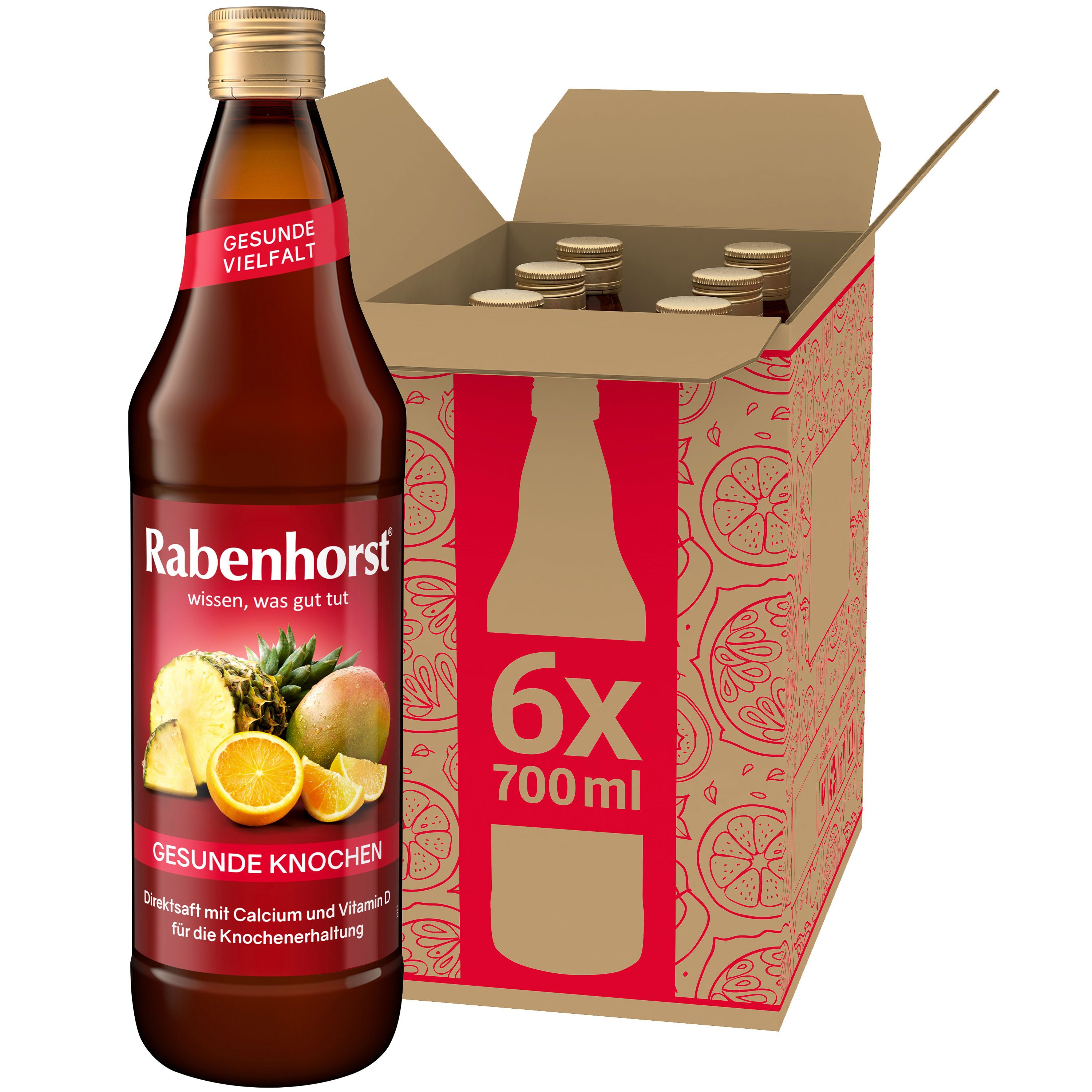 Haus Rabenhorst Saft RABENHORST "Gesunde Knochen" 6er Pack (6 x 700 ml), 4,2 l, 6 St.