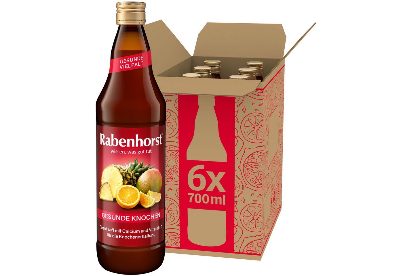Haus Rabenhorst Saft RABENHORST "Gesunde Knochen" 6er Pack (6 x 700 ml), 4,2 l, 6 St.
