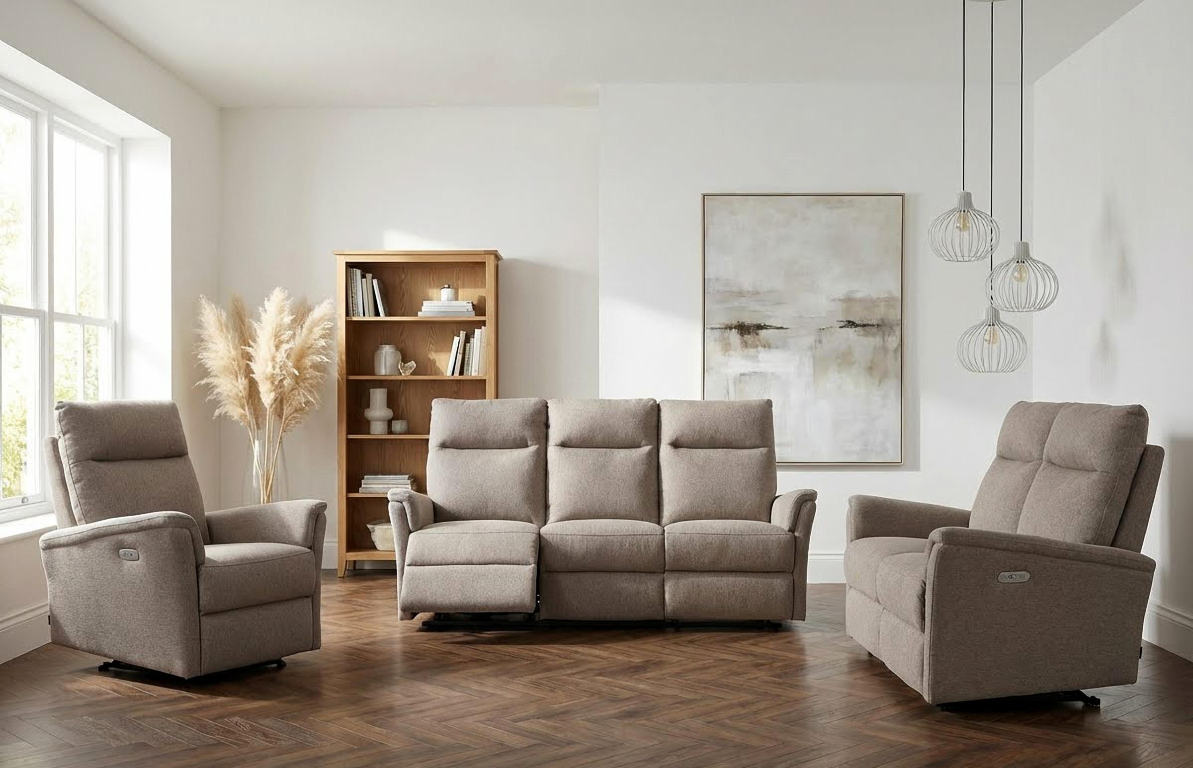 Home affaire Polstergarnitur FINNARA, 3+2+1, elelektrische Relaxfunktion, USB A/C, Liegefunktion 105°-135°, Federkern