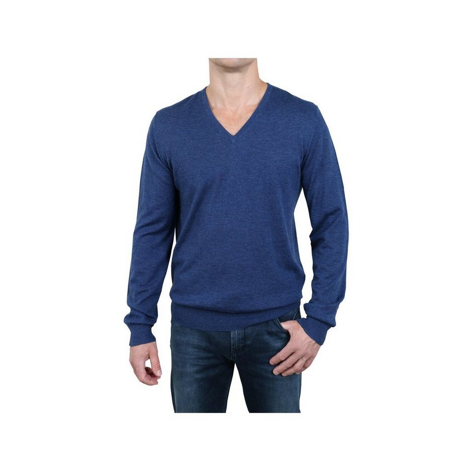 OLYMP V-Ausschnitt-Pullover blau regular (1-tlg), Gutes  Preis-Leistungs-Verhältnis
