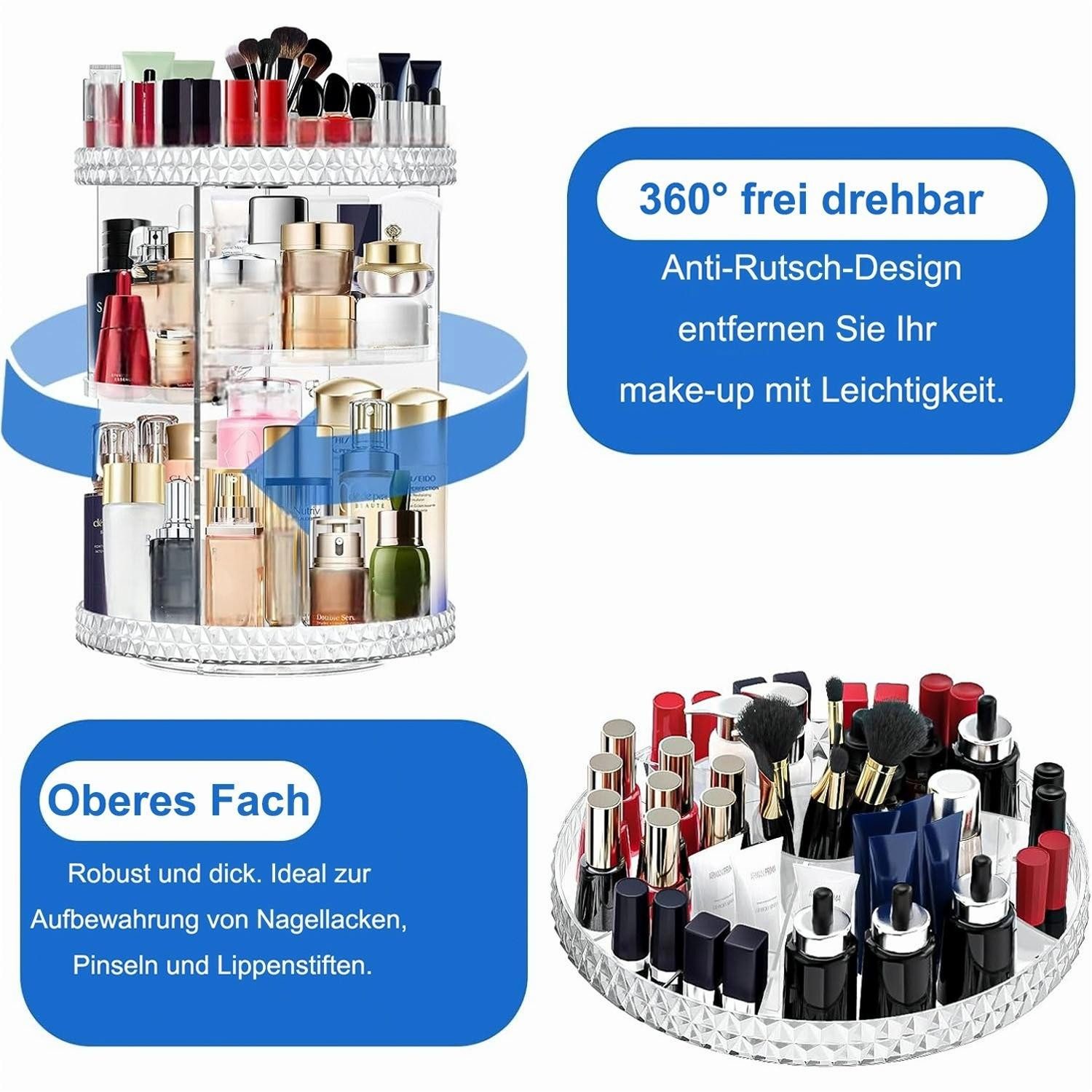 SURFOU Badorganizer Drehbarer Make up organizer schminktisch organizer kosmetik organizer (parfüm organizer, make up organizer drehbar, Richtige Größe, 1 St., 3 – Bild 4 von 5