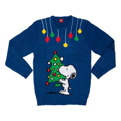 United Labels® Weihnachtssweatshirt »The Peanuts Weihnachtspullover Unisex - Snoopy Winter Strick Pullover Sweatshirt Ugly Christmas Sweater Weihnachten für Herren & Damen Blau«