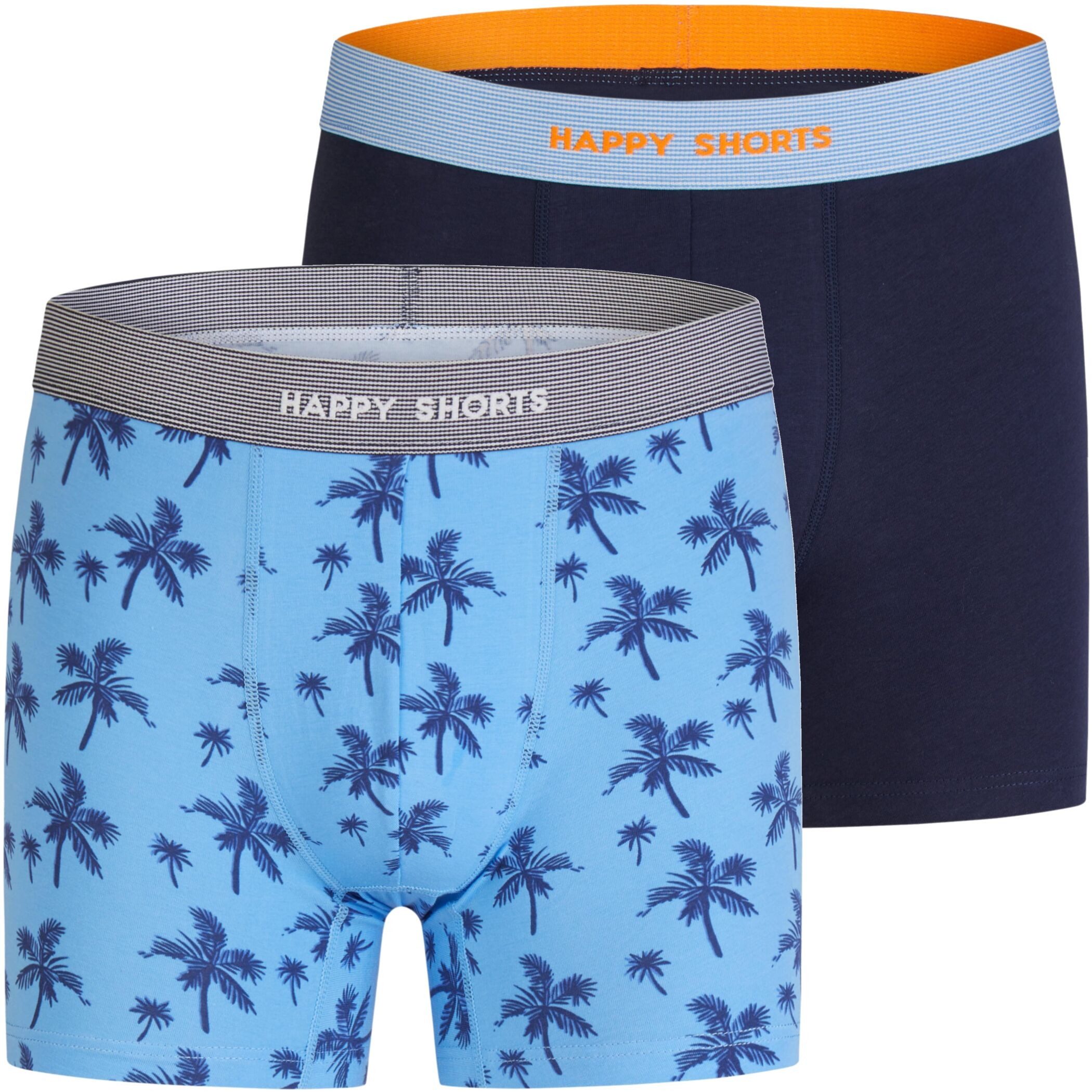 HAPPY SHORTS Trunk 2 Happy Shorts Jersey Trunk Herren Boxershorts Pant Palme Navy (1-St)