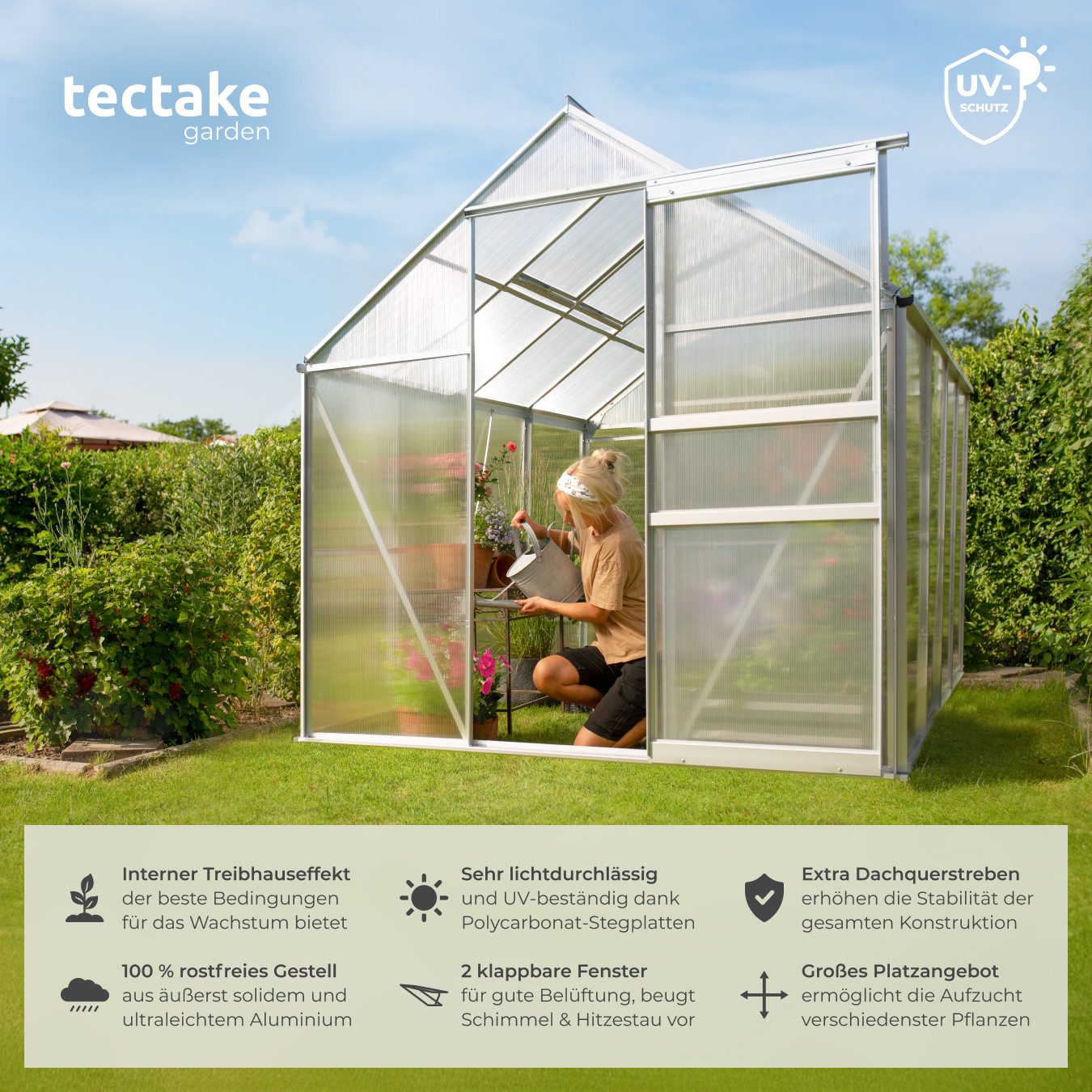 tectake Gewächshaus Treibhaus aus Aluminium, UV-beständig, günstig online kaufen