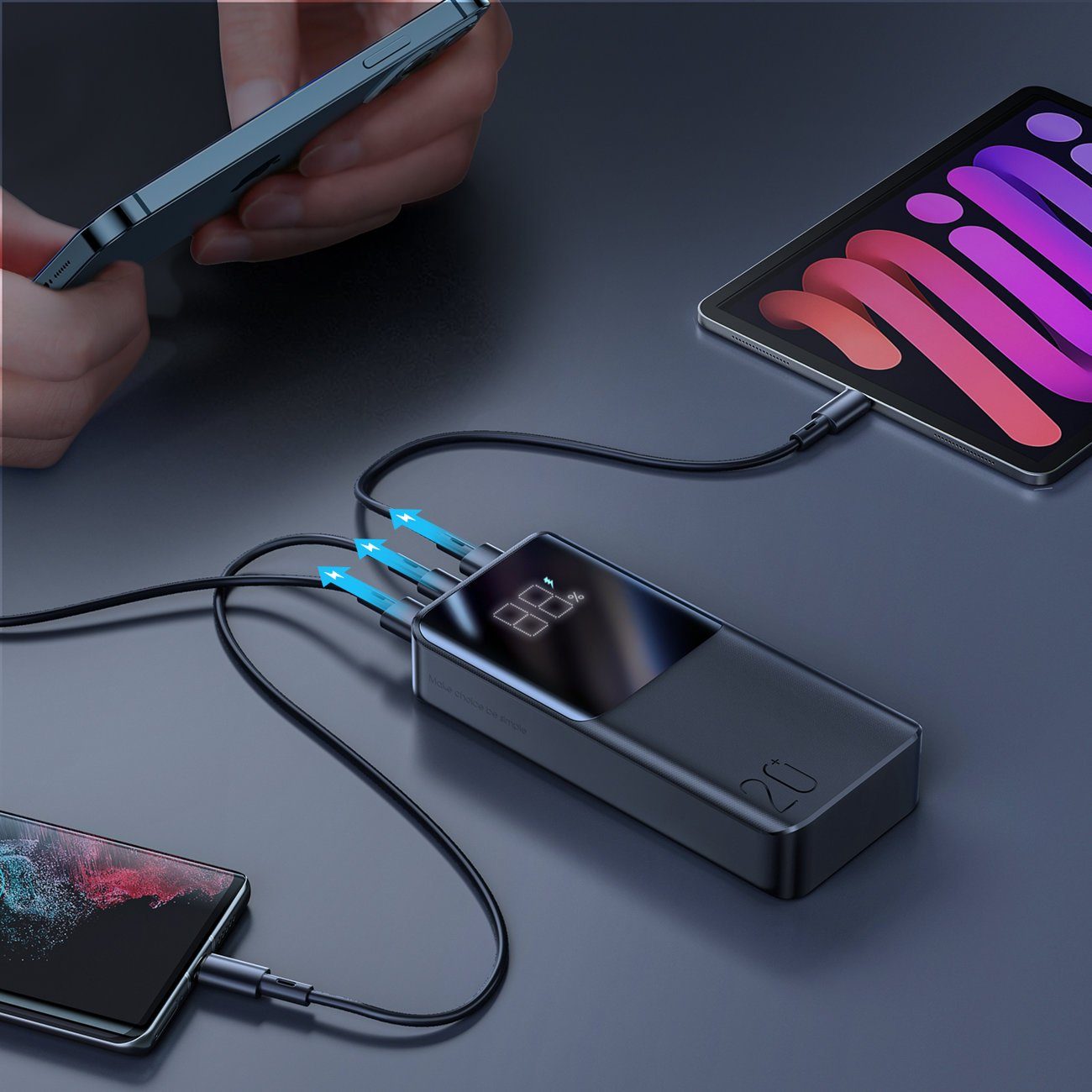 JOYROOM 22.5W PD QC3.0 AFC Externer Akku Schnell-Ladegerät schwarz Powerbank 20000 mAh