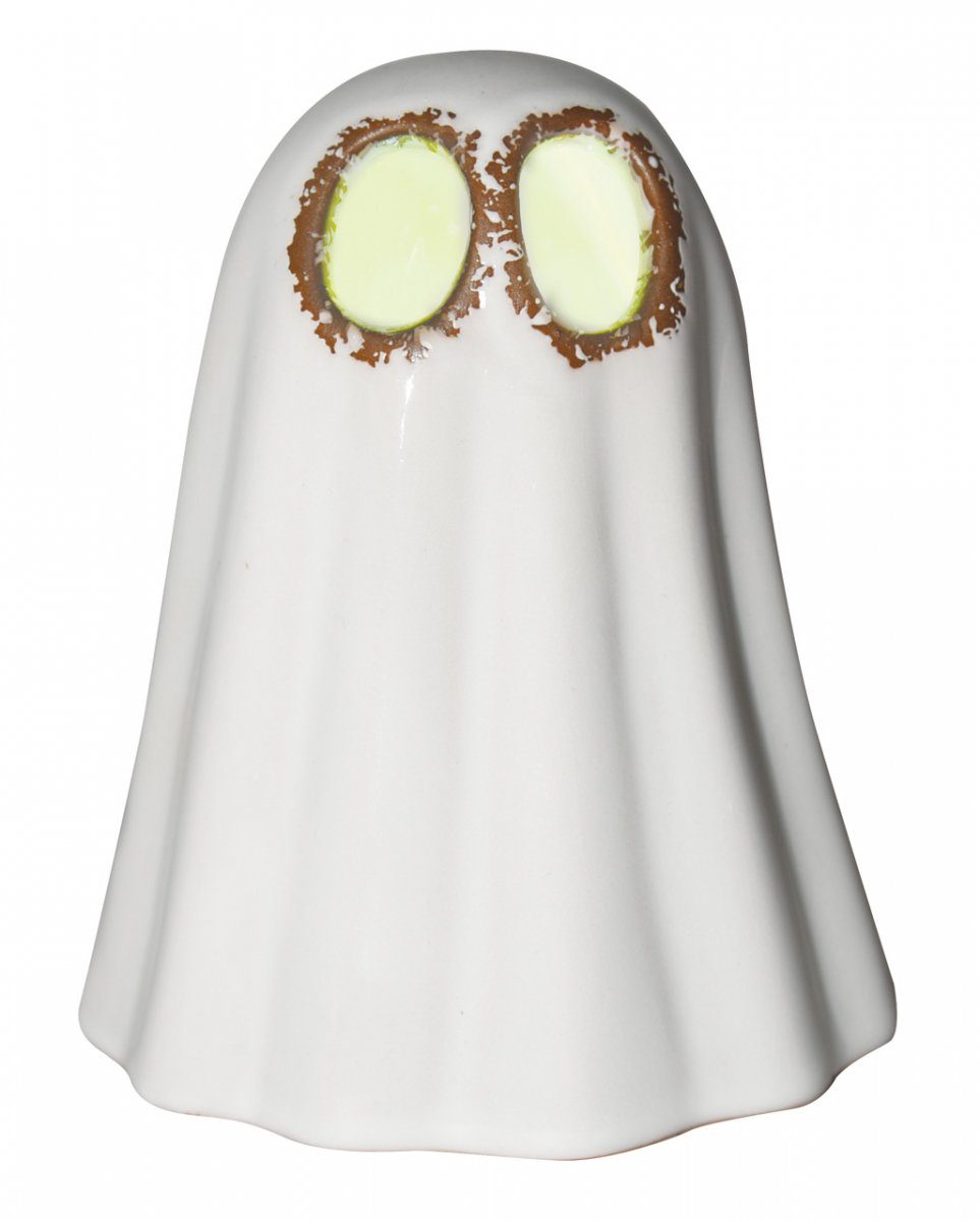 Horror-Shop Dekofigur Weißer Keramik Geist mit beleuchteten Augen 15cm a | Dekofiguren