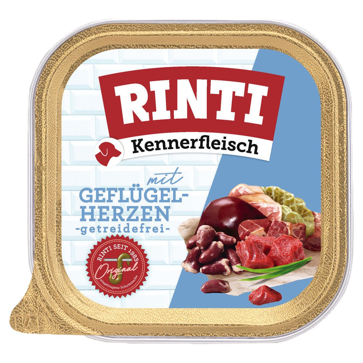 Rinti Kennerfleisch Plus mit Geflügelherzen 300 g - 9 Stück, Nassfutter für: Hund von Rinti