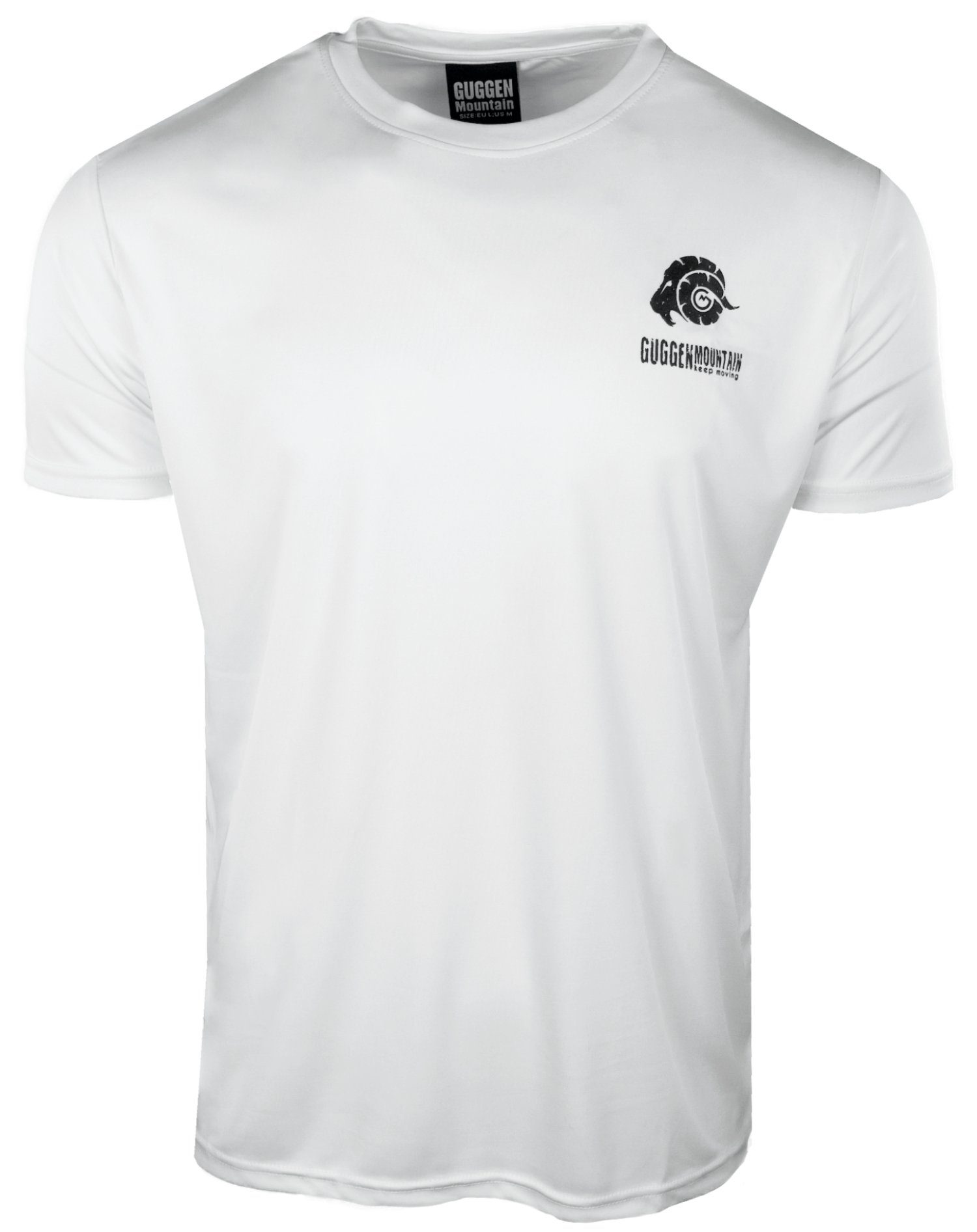T-Shirt Kurzarm Herren Funktionsshirt FW04 Sportshirt Weiss-OHNE-Logo GUGGEN in Logo Mountain Funktionsshirt Unifarben,