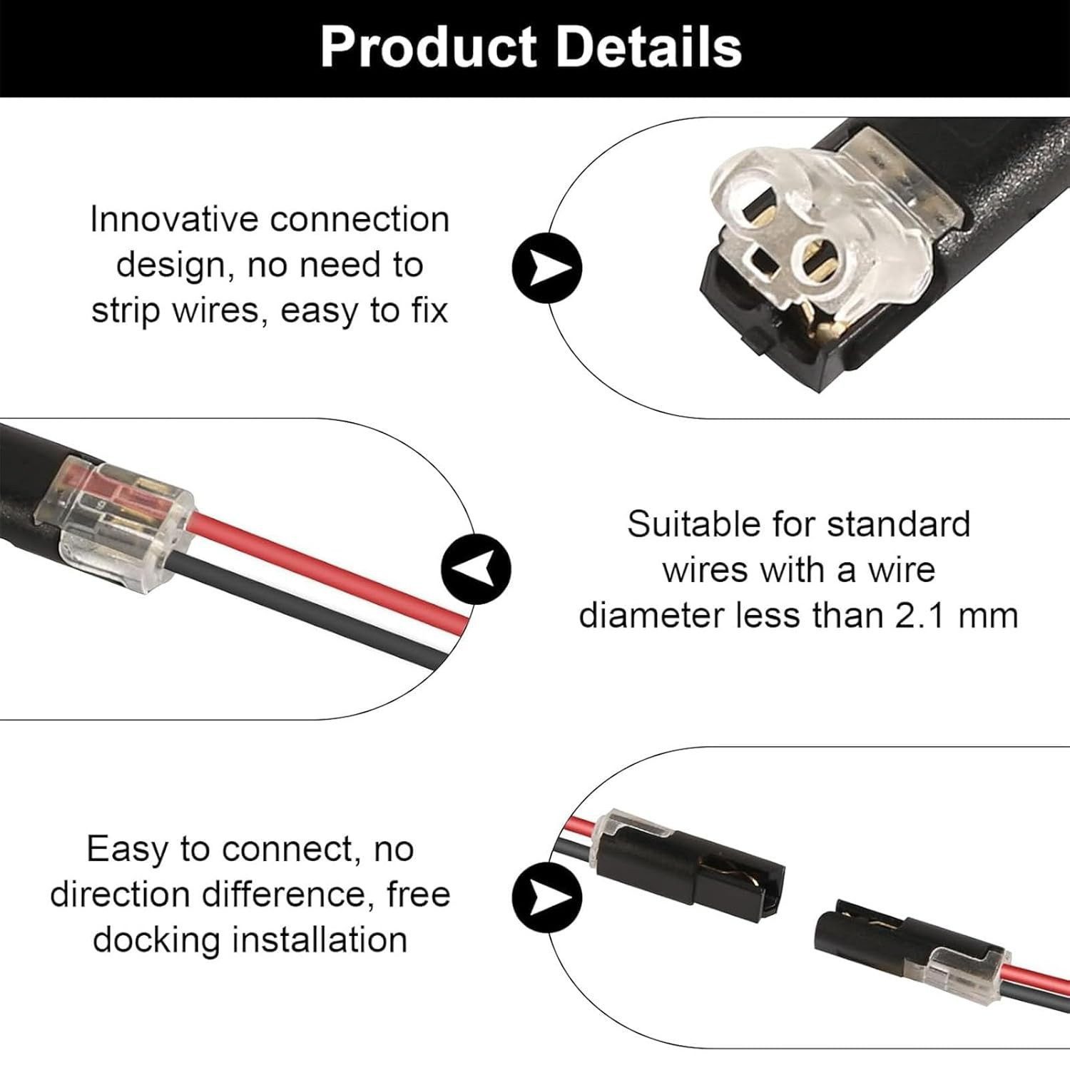 FELIXLEO Kabelverbinder-Sortiment Auto Kabelverbinder Wasserdicht 2 Pol 12V Für 18 22 AWG Kabel, 30-tlg.