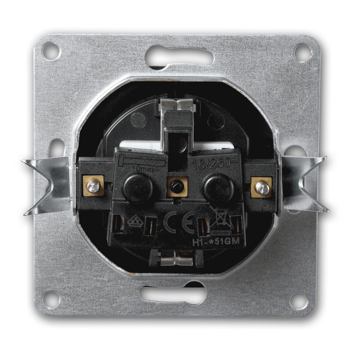 McPower FLAIR Steckdose schwarz 250V~/16A UP,o Rahme,Klemm Unterputzschalter