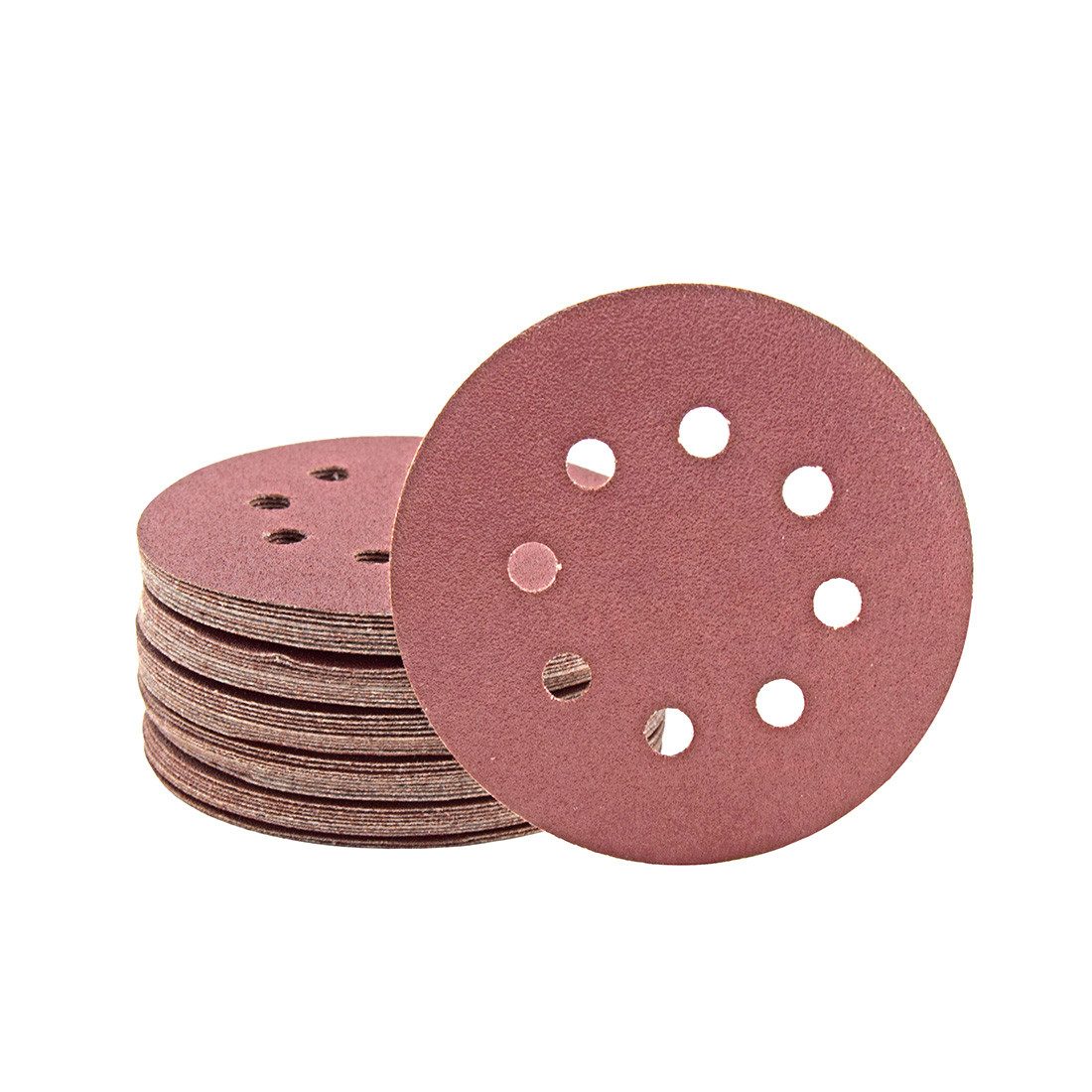 MioTools Schleifscheibe Ø 125 mm 8-Loch Klett-Schleifscheiben für Exzenterschleifer, Normalkorund, 50 Stk., K60