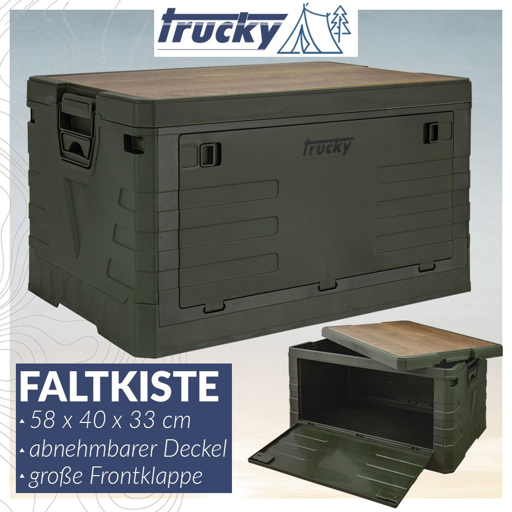 Trucky Faltbox Storage Box 75 L Camping Klappbox Klappkiste 58 x 40 x 33 cm Grün – Bild 2 von 5