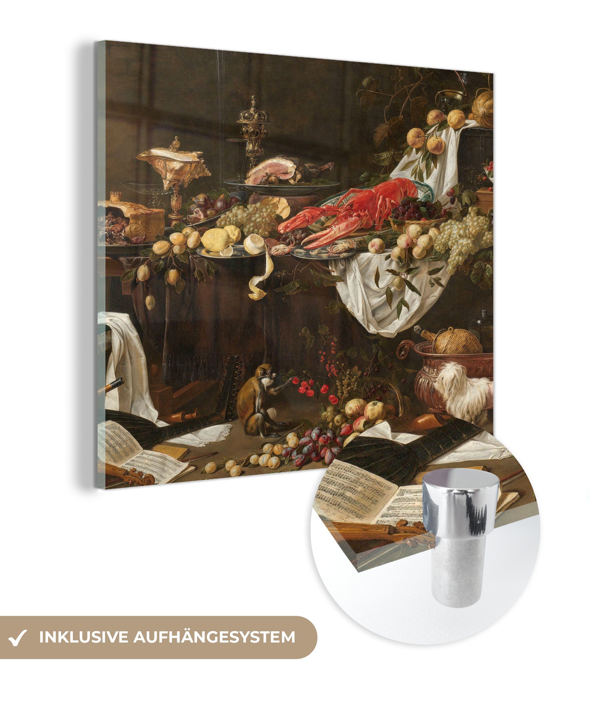 MuchoWow Acrylglasbild Stilleben aus aronk - Adriaen van Utrecht - Alte Meister, (1 St), Glasbilder - Bilder auf Glas Wandbild - Foto auf Glas - Wanddekoration