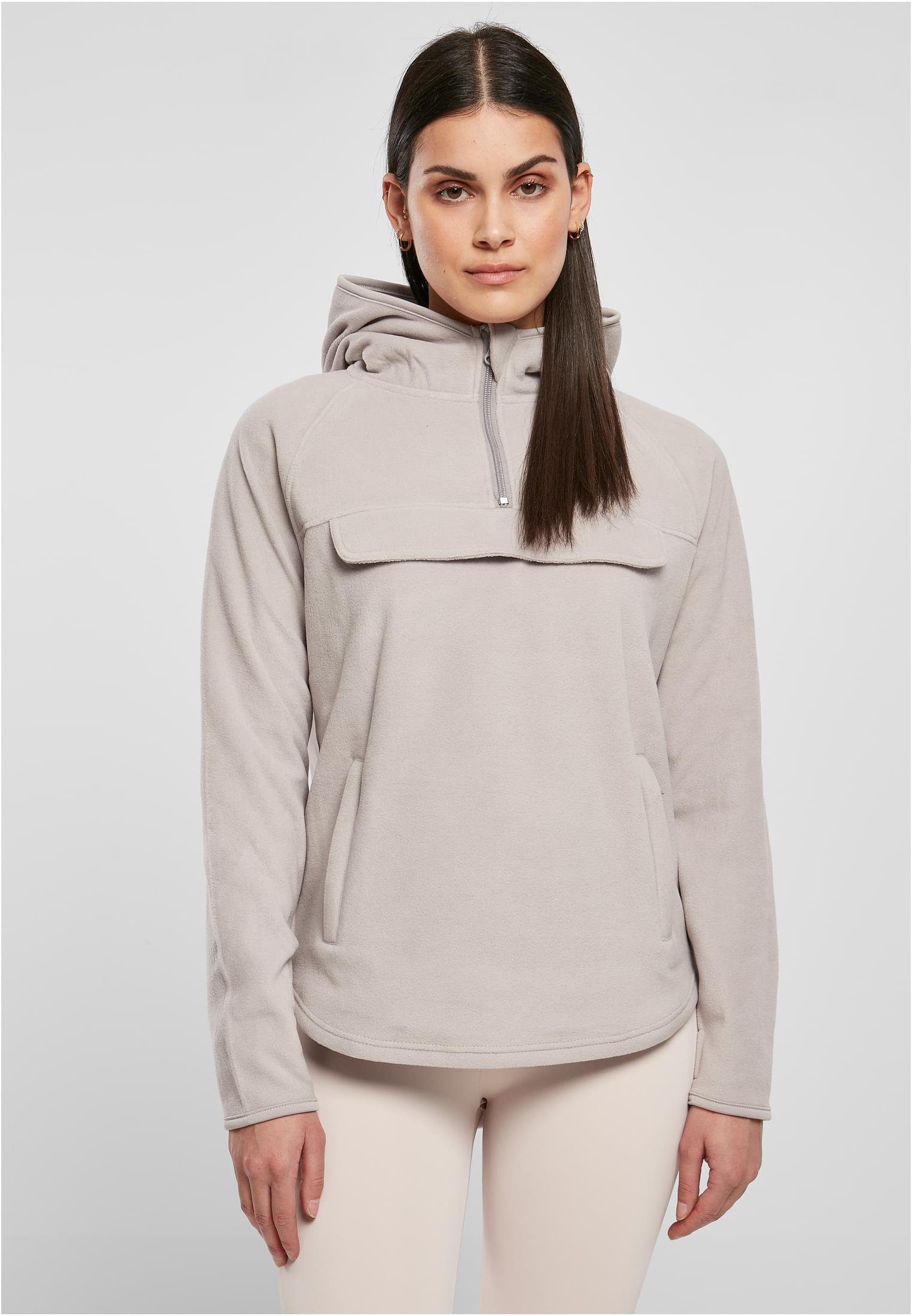 URBAN CLASSICS Kapuzenpullover Damen Ladies Polar Fleece Pull Over Hoody (1-tlg) warmgrey | Hoodies