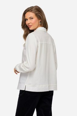 Laurasøn Satinbluse Bluse Materialmix Eisbär-Motiv Kragen Langarm