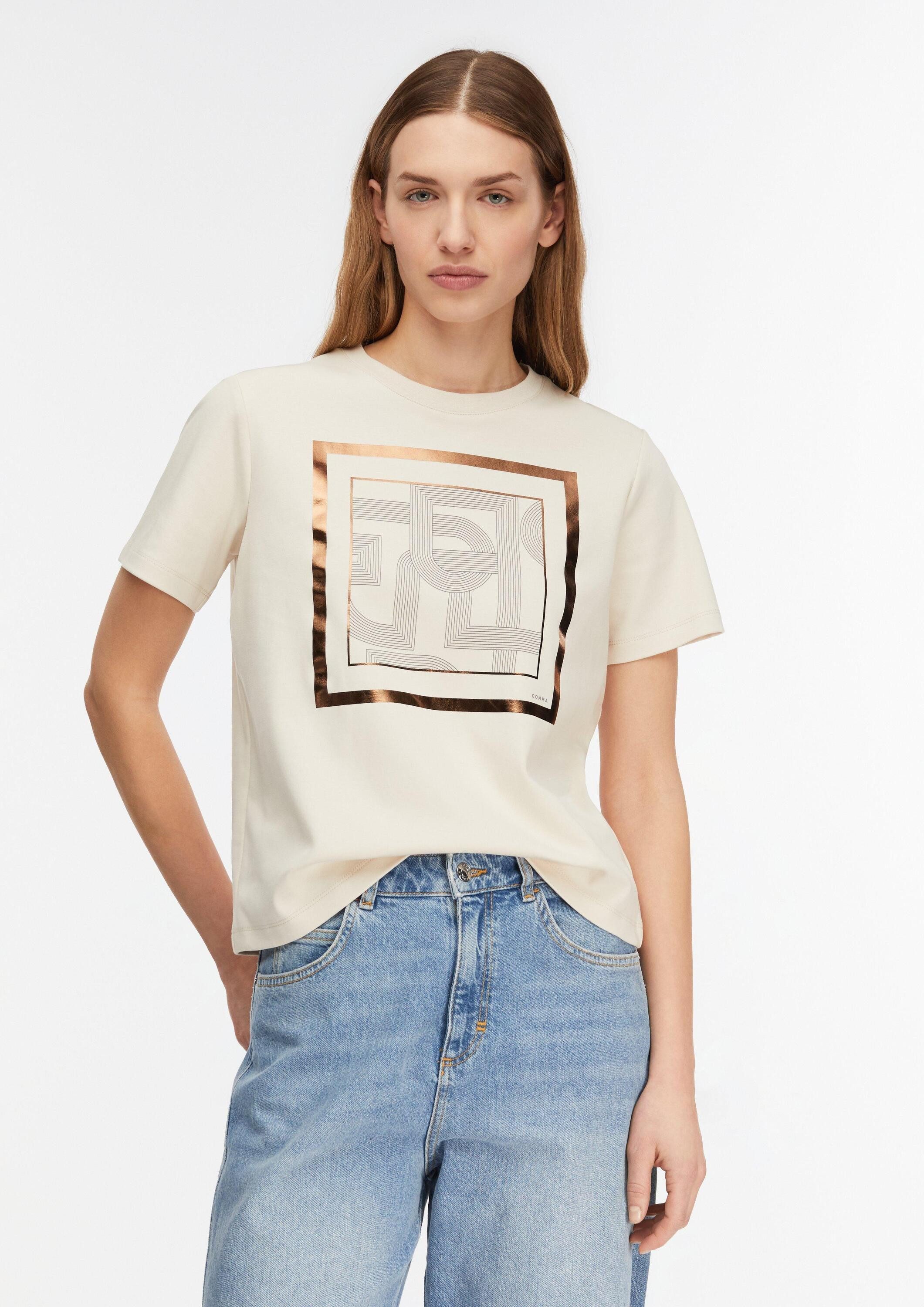 comma Kurzarmshirt T-Shirt T-Shirt mit Artwork