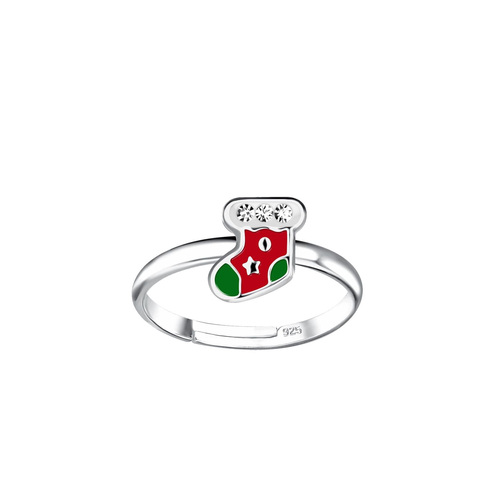 Monkimau Silberring Weihnachtssocken Kinder Ring 925 Silber