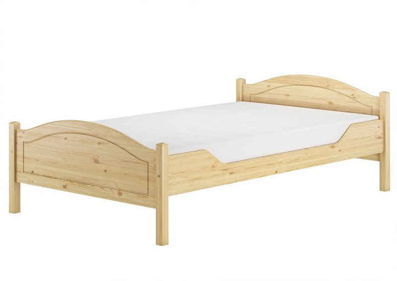 ERST-HOLZ Bett Breites Einzelbett 120x200 Kiefer Massivholz Landhausstil, Kieferfarblos lackiert