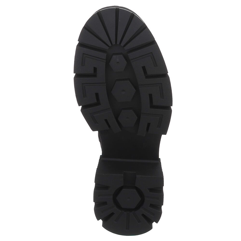 Ital-Design Modische Kniehohe Stiefel mit Rippen-Design für Damen Plateaustiefel (90727054) Blockabsatz Stiefel in Schwarz