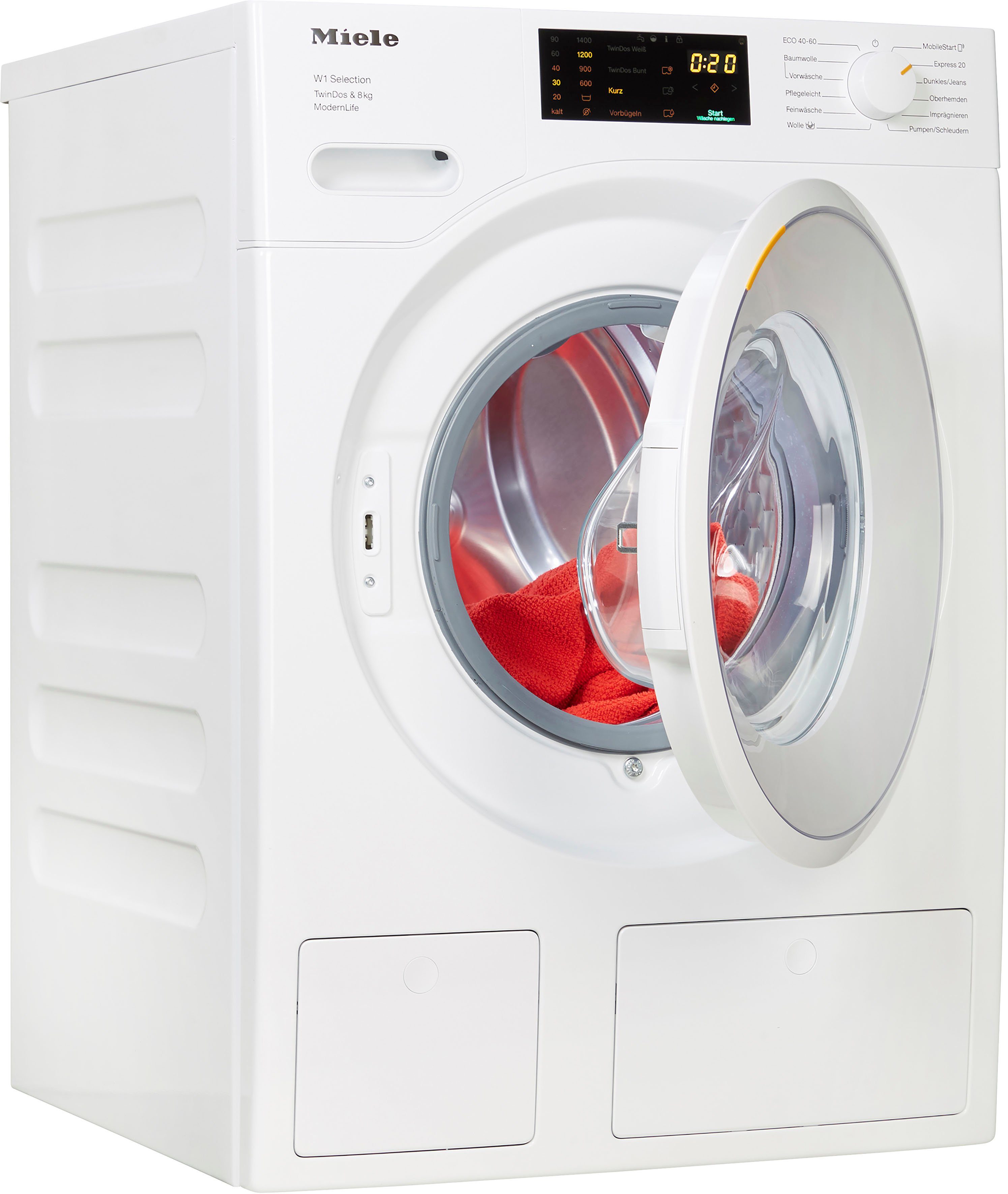 Miele Waschmaschine ModernLife WSD663 WCS TDos&8kg, Waschmitteldosierung zur 1400 automatischen kg, U/min, TwinDos 8