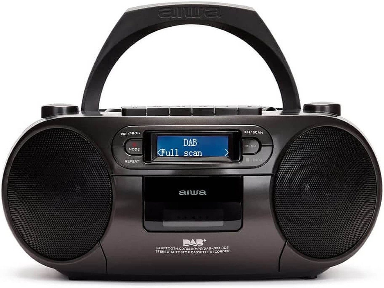 Aiwa BBTC-660DAB tragbarer Kassettenspieler CD, FM / DAB+ -Radio, MC, USB CD-Radiorecorder  (Digitalradio (DAB), 4,00 W)