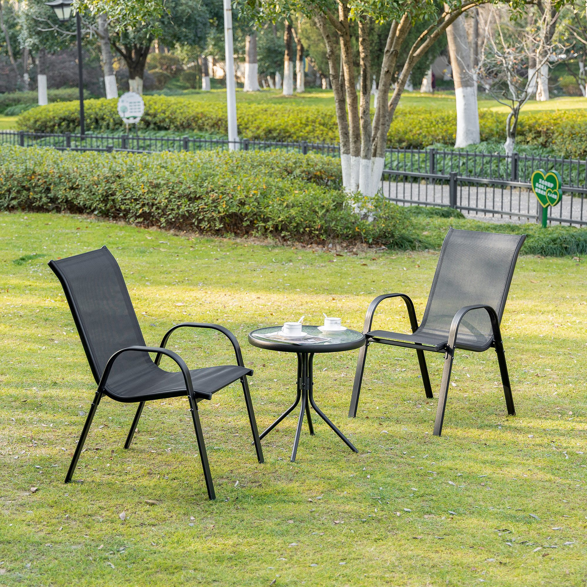 Outsunny Gartenstuhl mit Armlehne, aus Metall günstig online kaufen