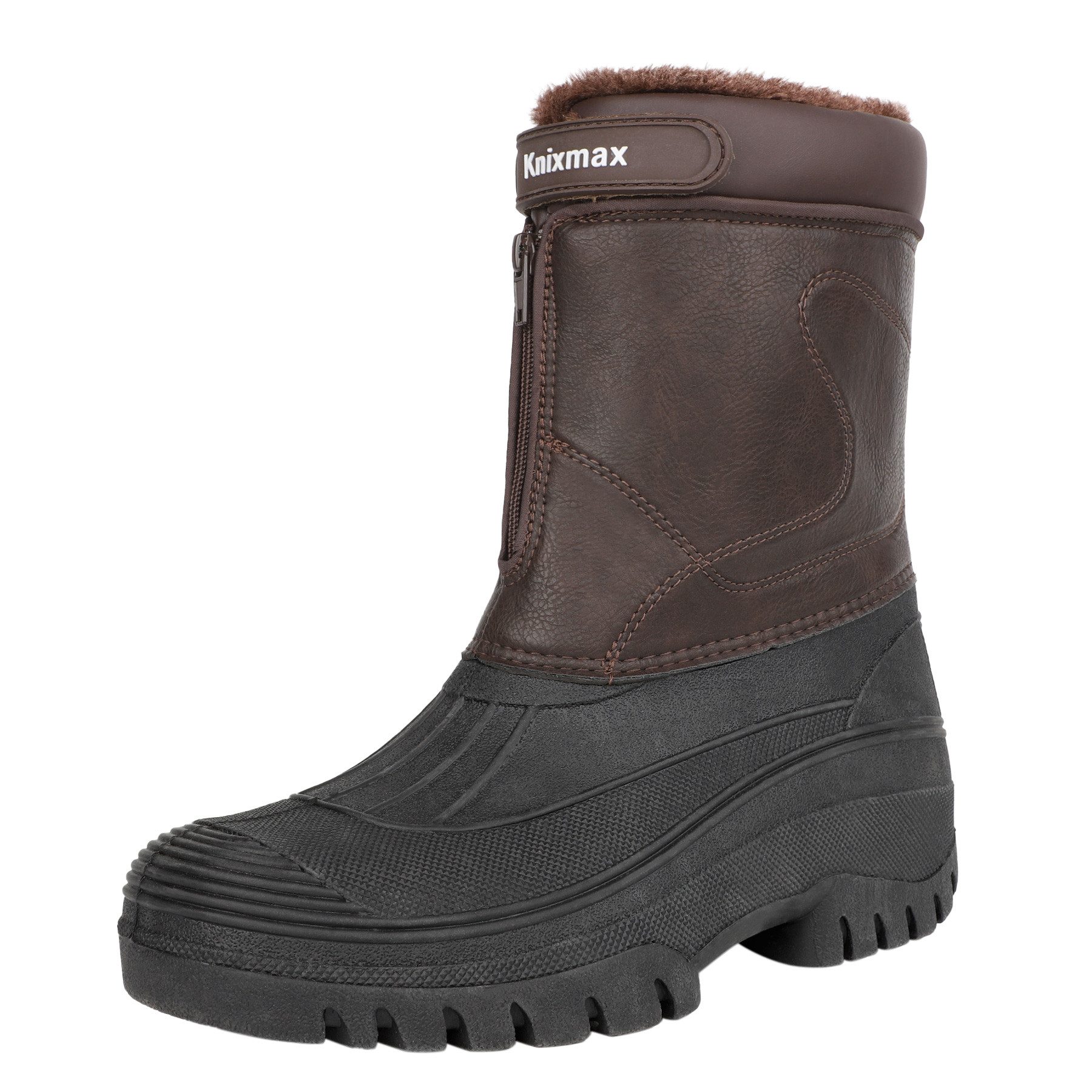 KNIXMAX Herren Warm gefütterte Schneestiefel Winterstiefel Rutschfest & Praktischer Seitlicher Reißverschluss