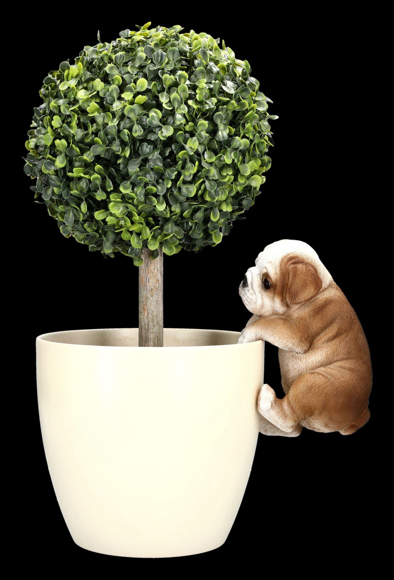 Hunde Figuren Shop Bulldogge als Dekofigur Figur Tierfigur Welpen Blumentopf-Hänger - GmbH