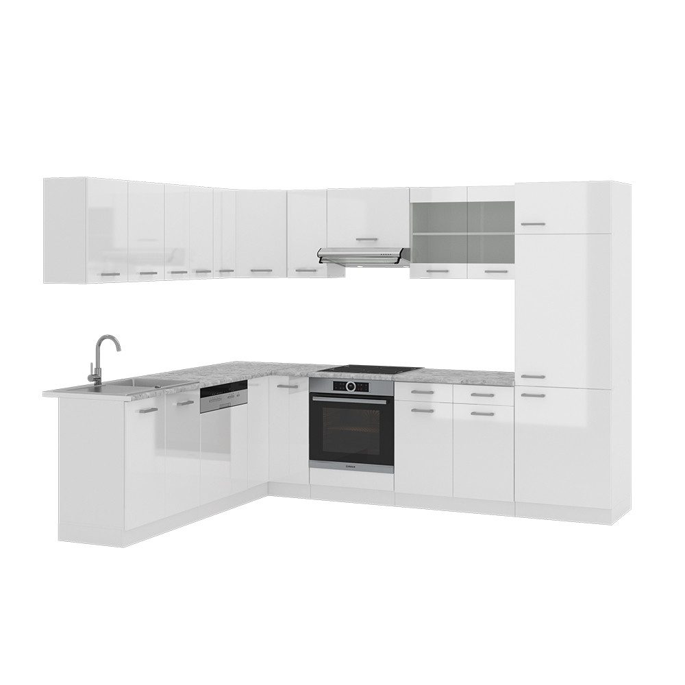 Vicco Küchenzeile R-Line, Rot Hochglanz/Goldkraft Eiche/Goldkraft günstig online kaufen