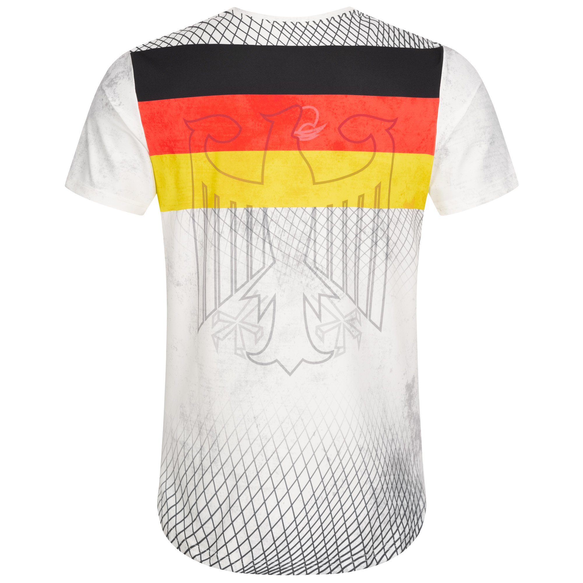 Weiß Deutschland Rundhalsausschnitt REPUBLIX Oversize EM T-Shirt Länder WM Herren FAN mit Neck Shirt Crew