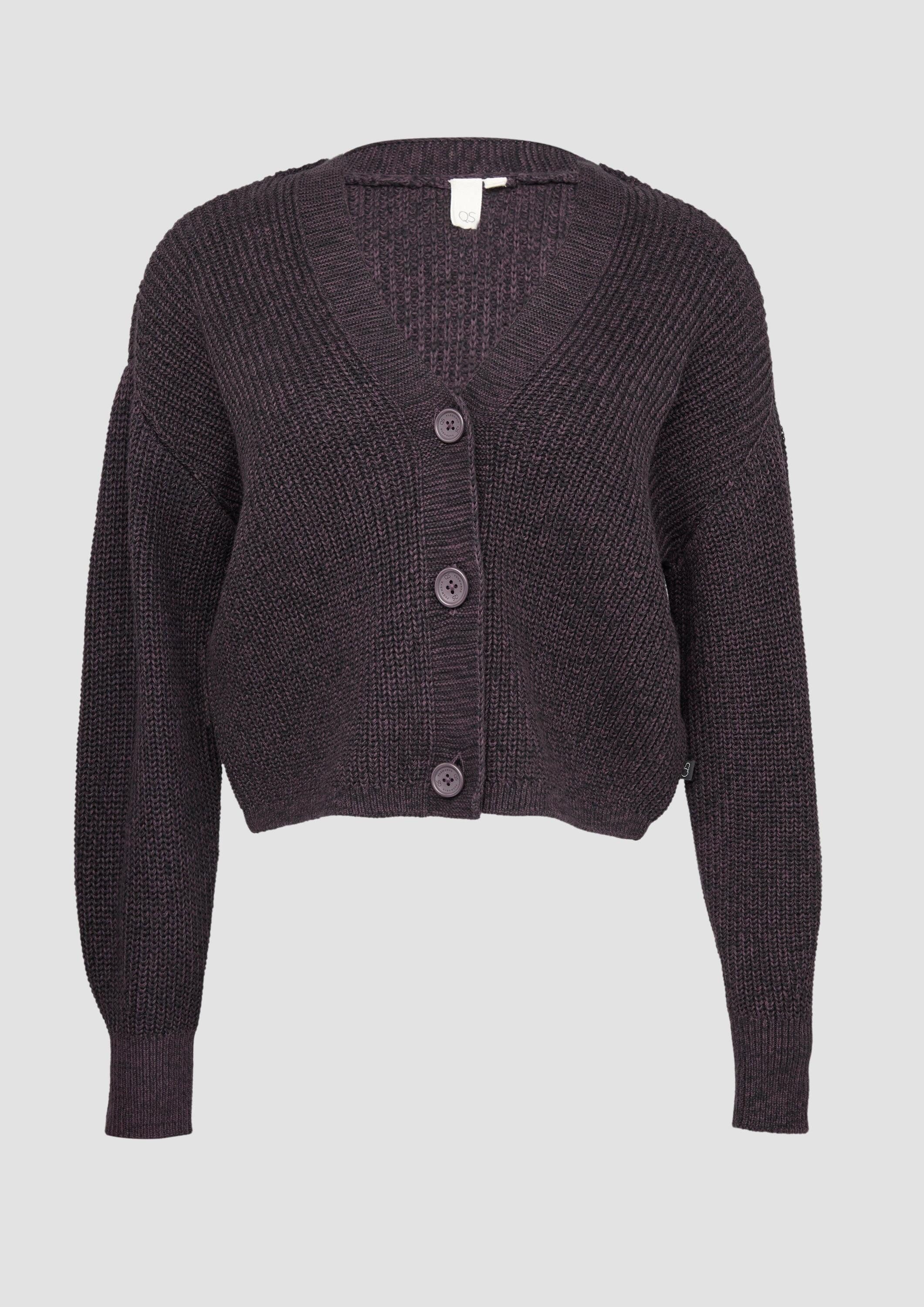 QS Cardigan Strickjacke Kurze Strickjacke aus Baumwollmix mit Knöpfen