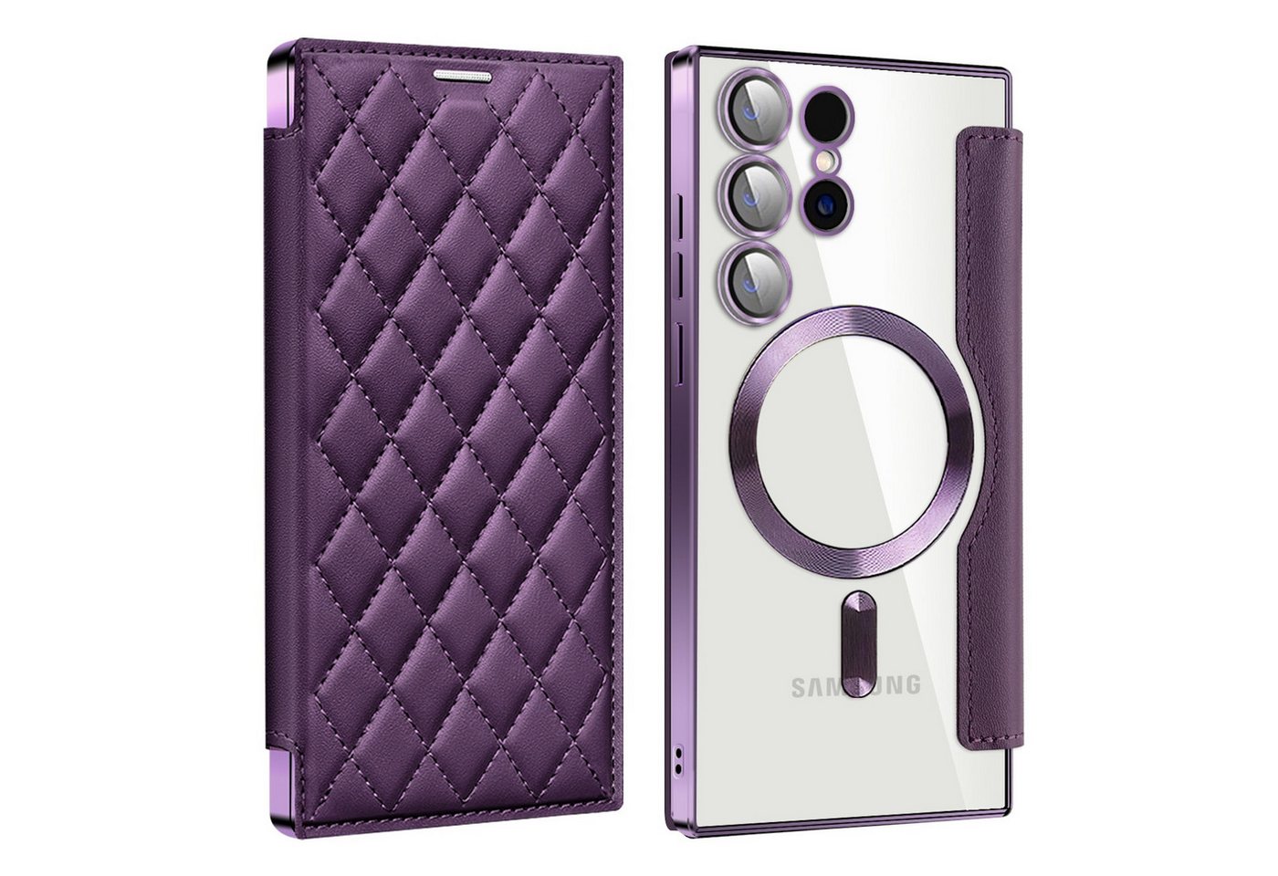 Wigento Handyhülle Für Samsung Galaxy S24 Ultra 360 Grad Full Magsafe Anti Datenklau Case
