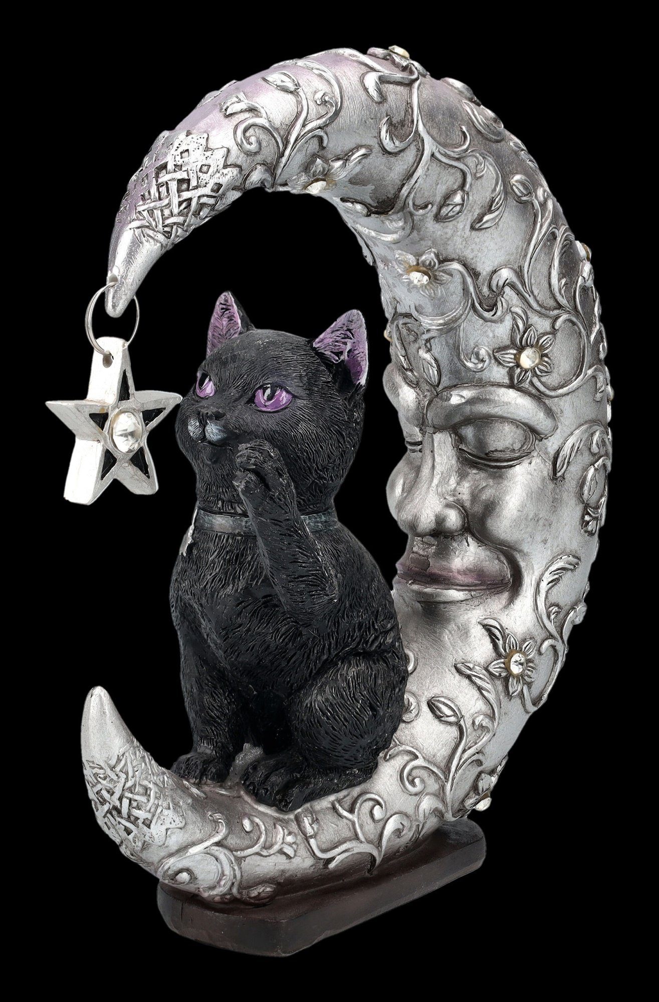 Figuren Shop GmbH Fantasy-Figur Katzenfigur auf Mond - Luna Companion - Nemesis Now - Fantasy Katze