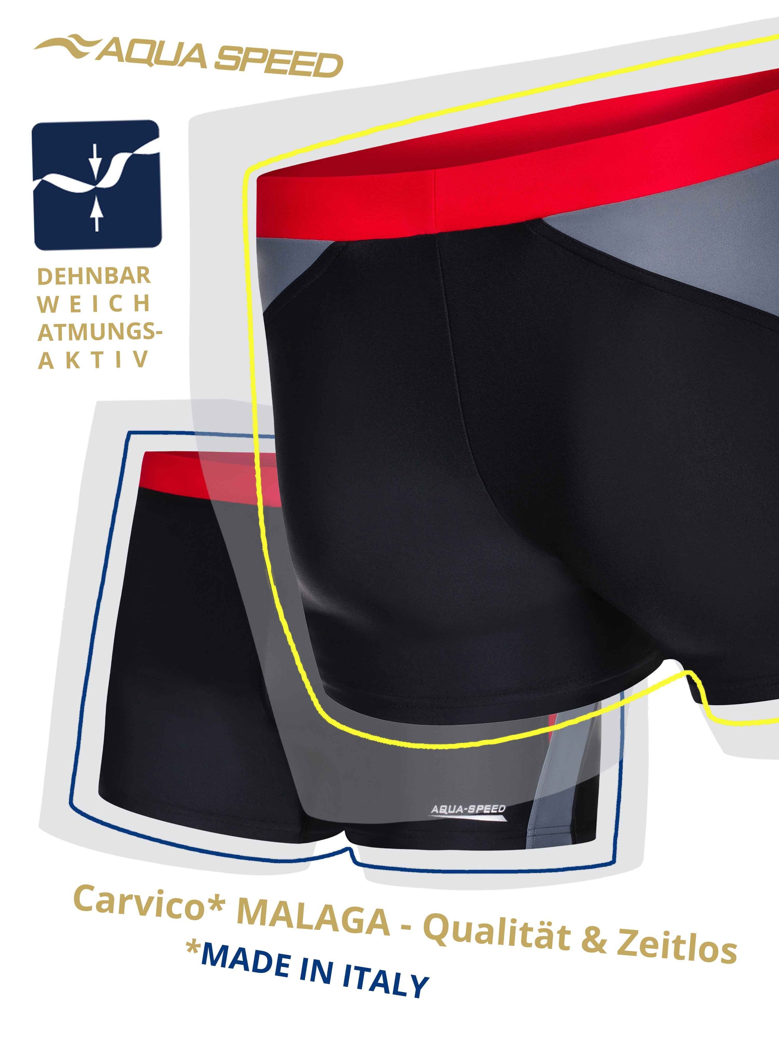 Aqua Speed Badehose für Herren Dario Badepant Training chlorfest Schwarz Rot L (Sportausführung für dynamische Serien im Becken) Belastbare Nähte für hohe Beanspruchung im Alltag