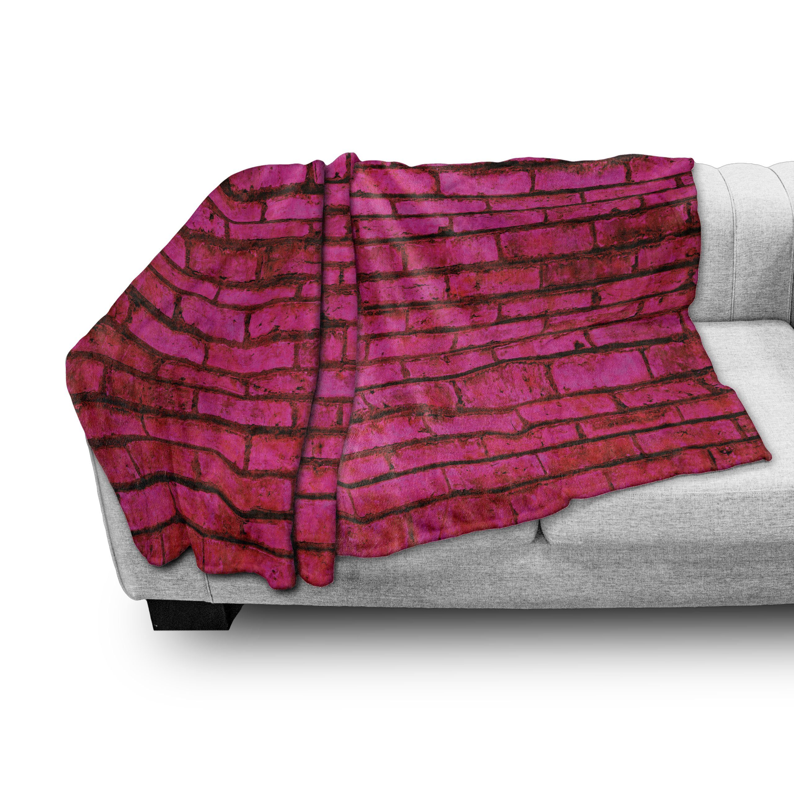 Grunge Fuchsie Pink Ziegelstein-Art Plüsch Gemütlicher für und Abakuhaus, Wohndecke Hot Außenbereich, den Innen-