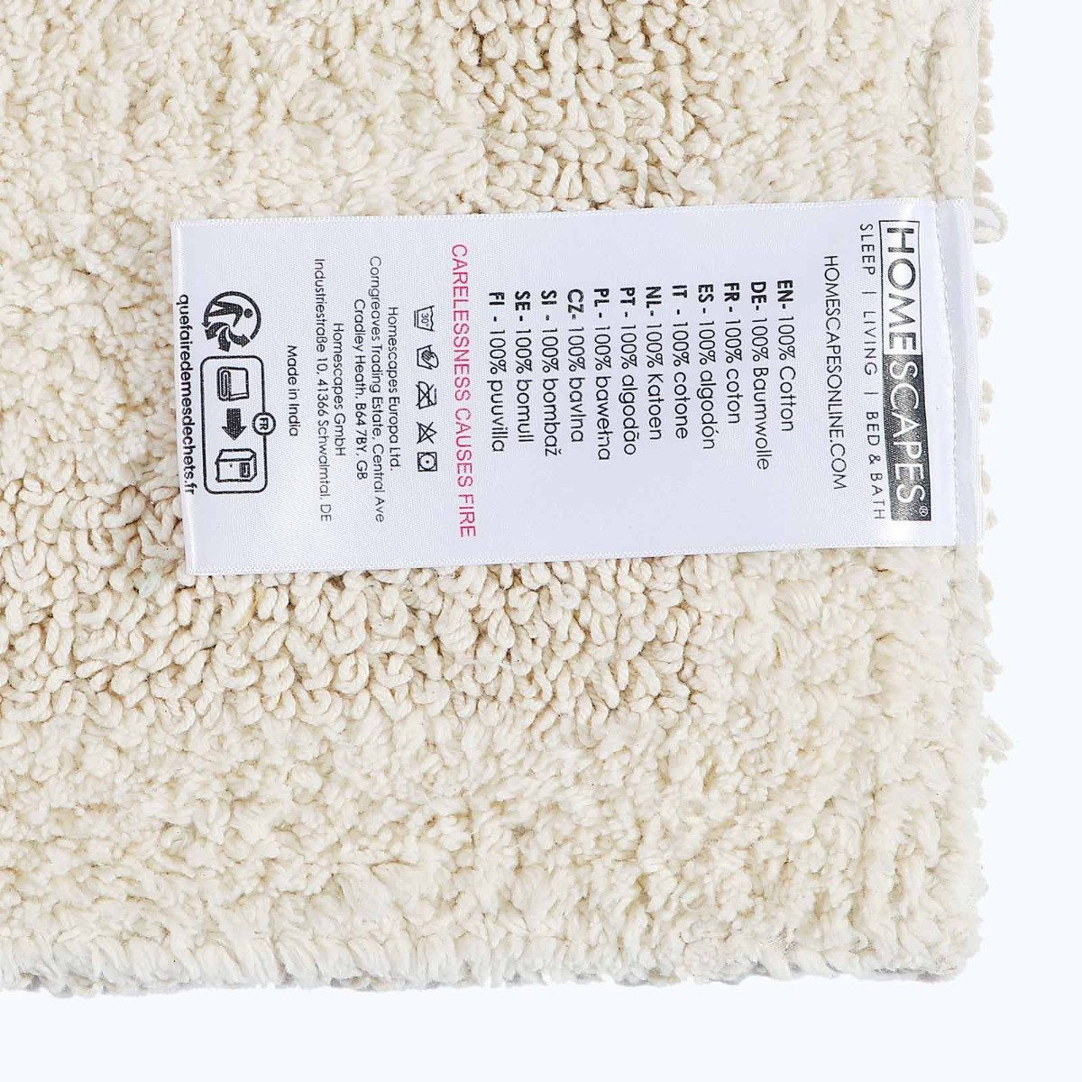 Homescapes Badematte Duschvorleger creme 50x50 cm aus 100% Baumwolle, Höhe 20 mm, Baumwolle, quadratisch, 50 x 50 cm – Bild 3 von 5