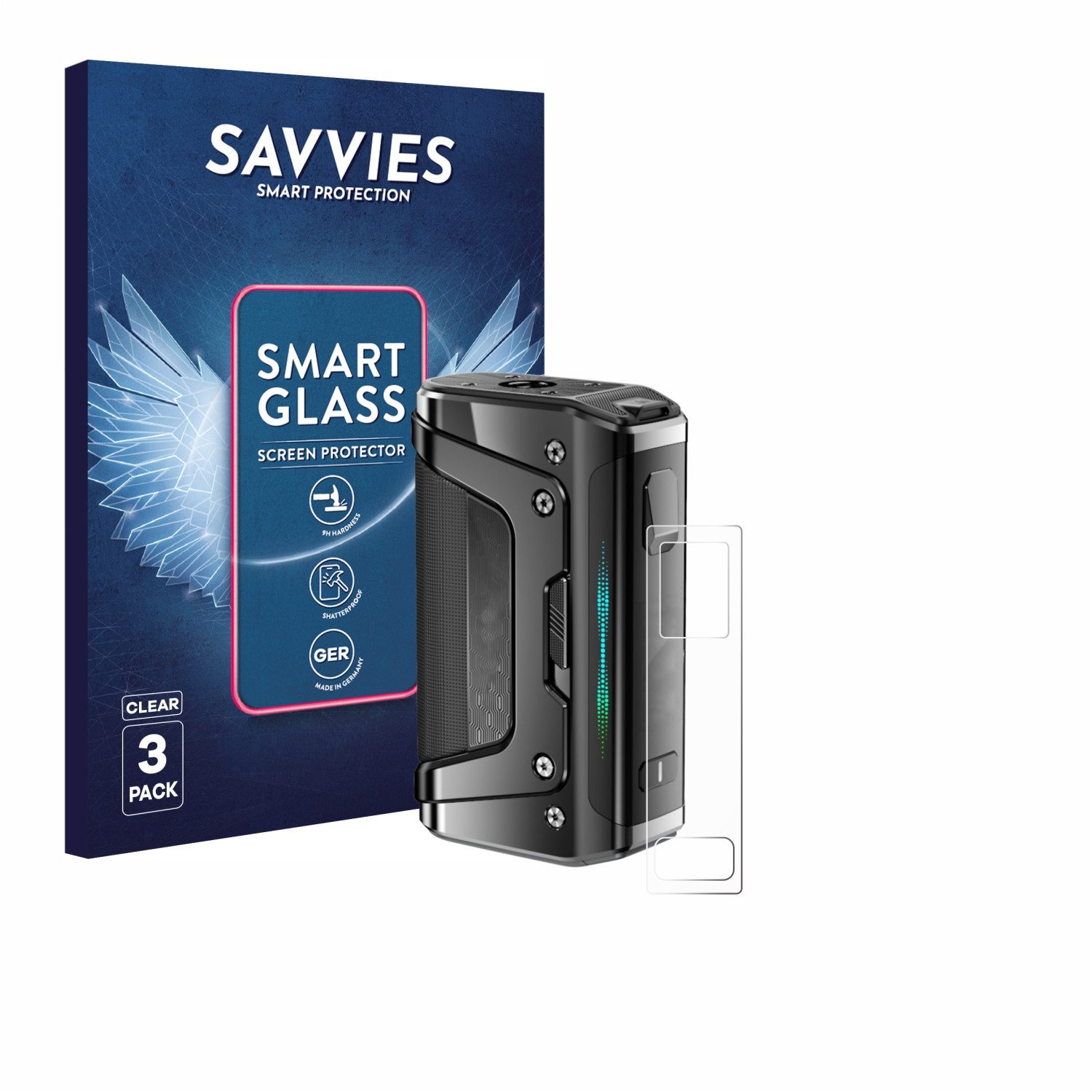 Savvies Displayschutzglas Schutzglas Panzer für GeekVape Aegis Legend 5, 3 Stück, Schutzfolie Display Schutz Glas Folie klar