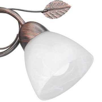 etc-shop Wandleuchte, Wandleuchte Landhausstil Wandlampe rostfarben Glasschirm
