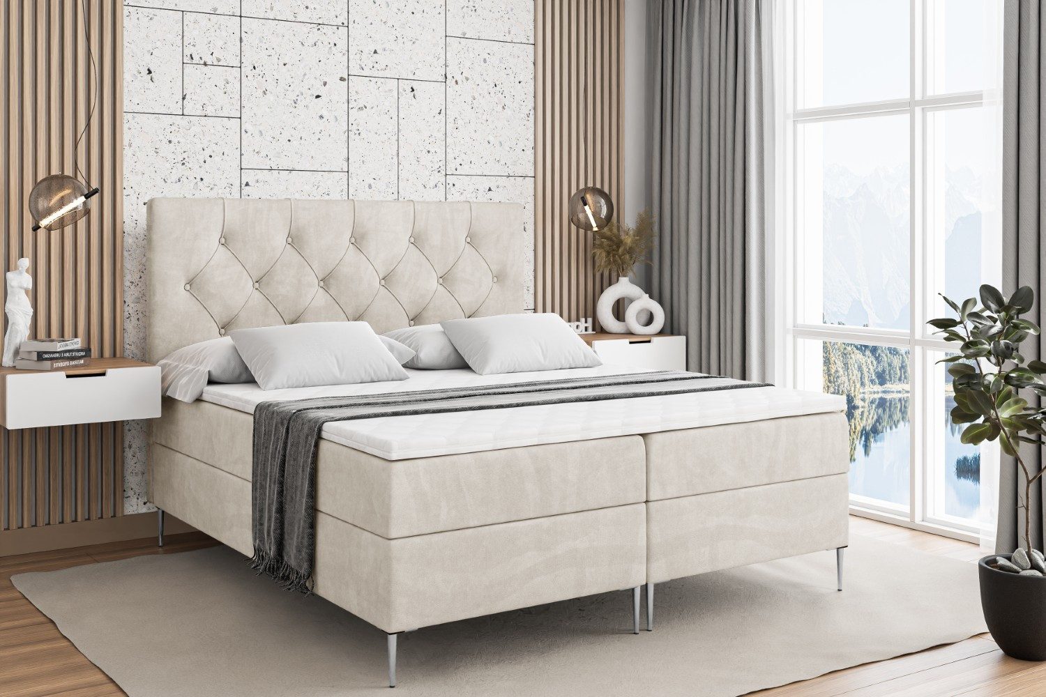 ALTDECOR Boxbett MIRAGE-F (Multipocket-Matratze H4, H3 Matratze Bonellfederung, Topper, Kopfteil)
