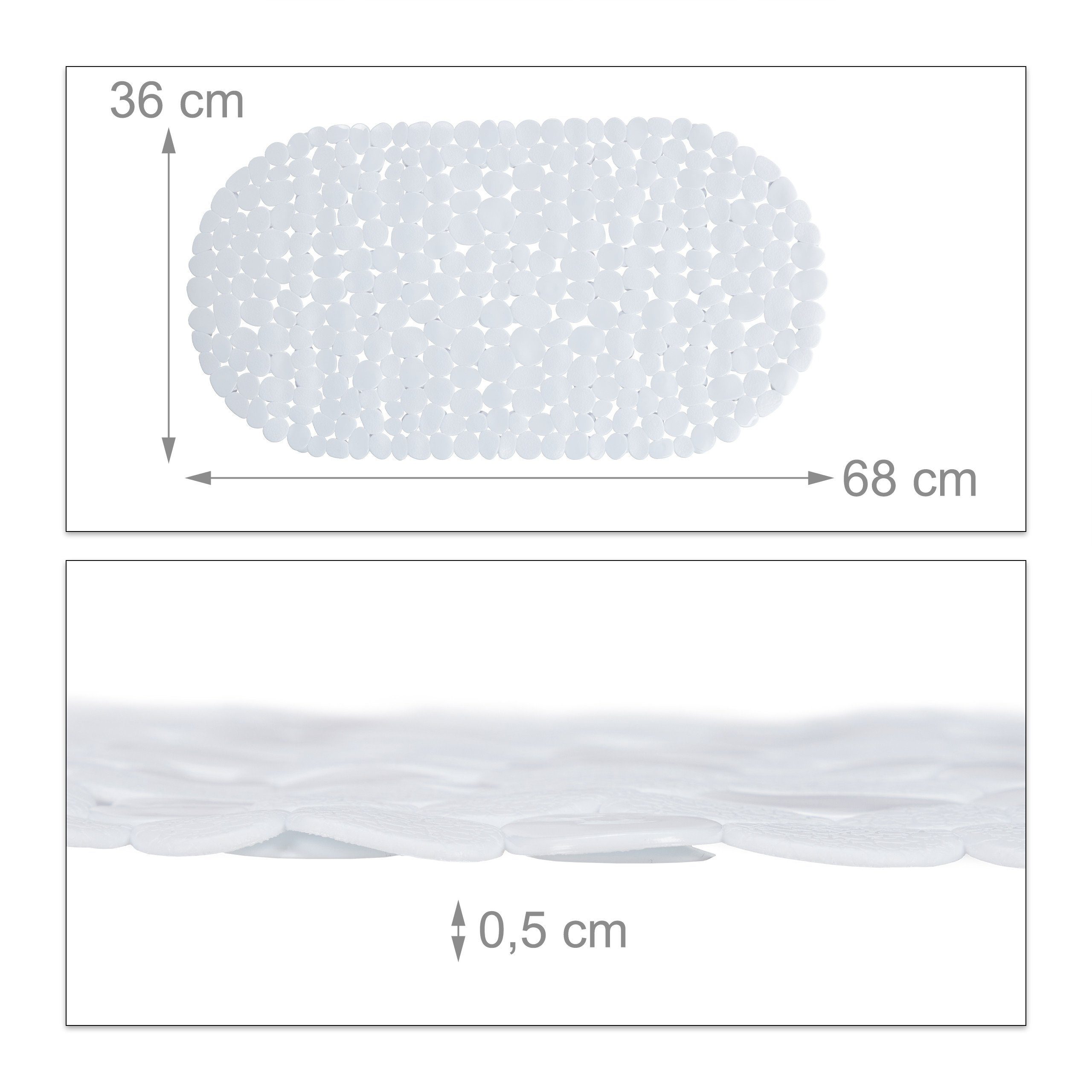 relaxdays Duschmatte Badewannenmatte Steinoptik, Höhe 5 mm, Kunststoff, weiß