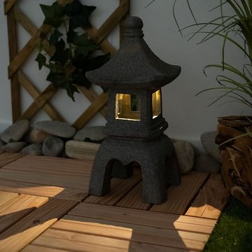 etc-shop Gartenleuchte, LED-Leuchtmittel fest verbaut, Warmweiß, Pagode Gartendeko Solarlicht Figuren Solarleuchten für Außen